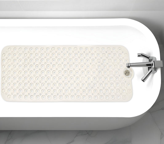 40" Ivory Beige Bubbles Non Slip Bath Mat-0