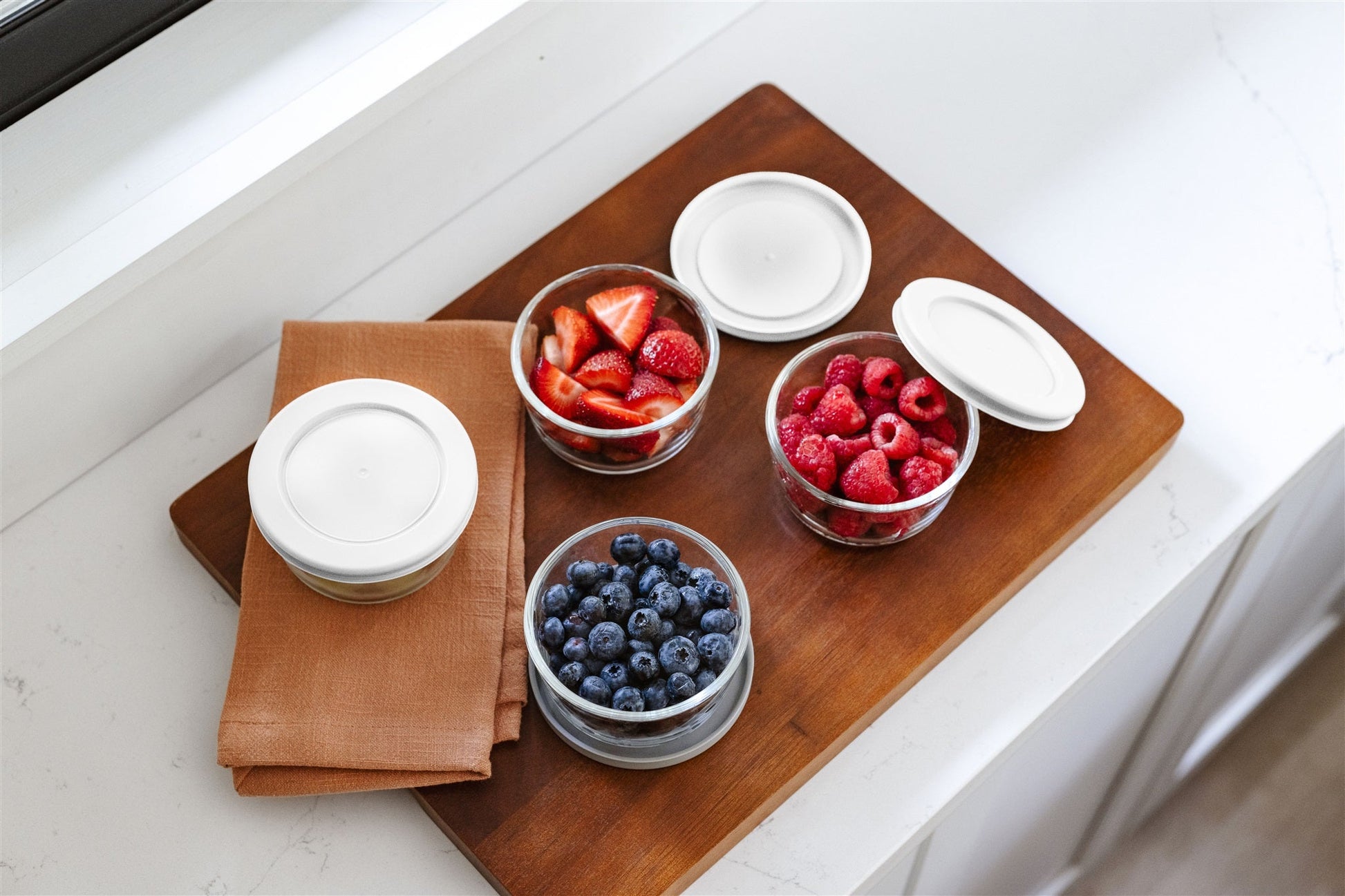 Glass Food Storage Containers - 16 Piece 7oz Set (8 Containers + 8 Lids), White-3