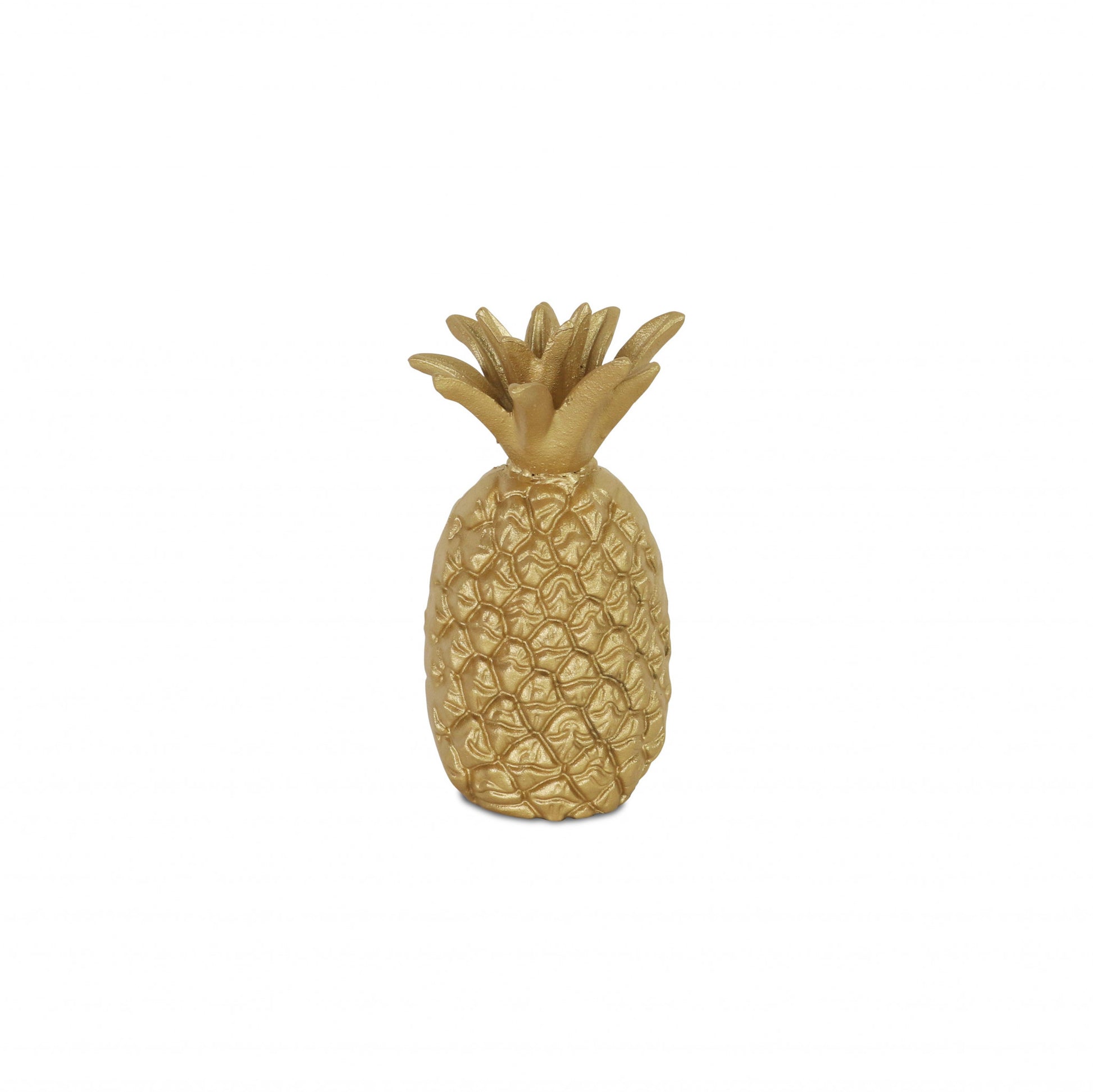 9" Gold Cast Iron Pineapple Hand Painted Sculpture-2