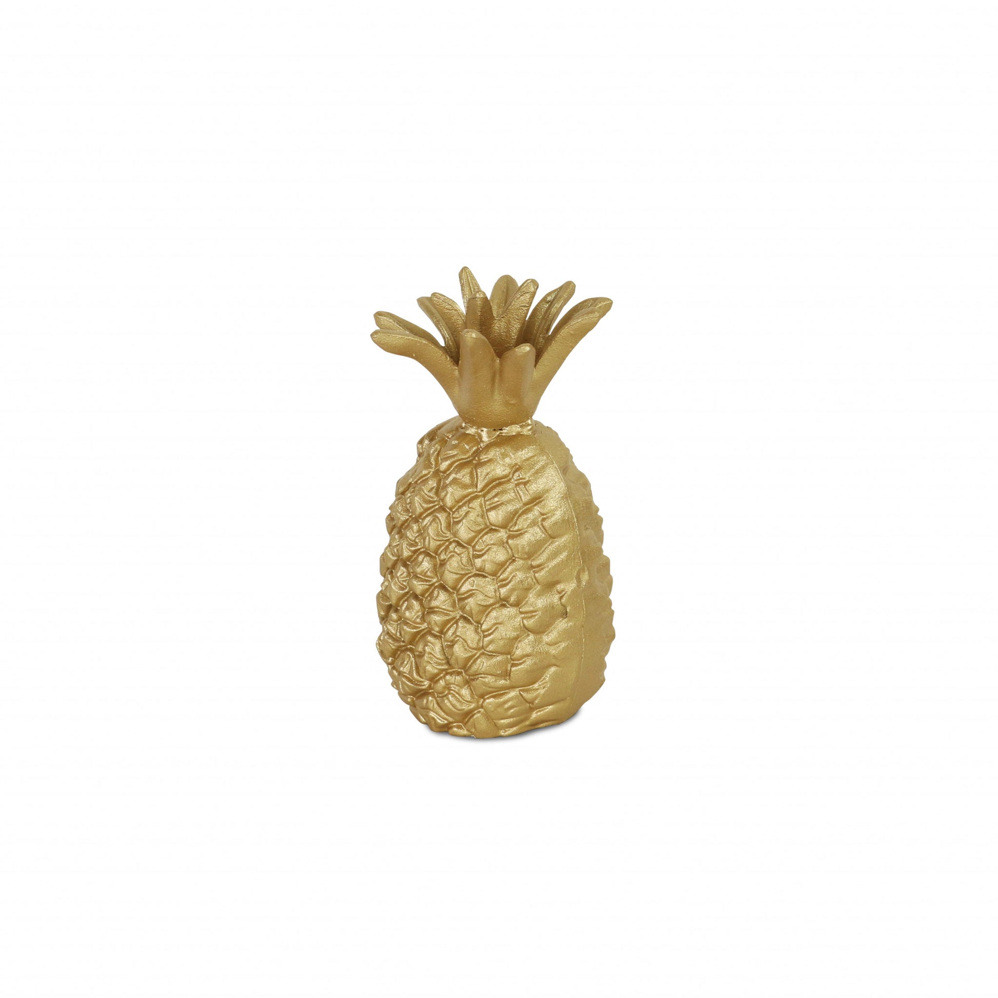 9" Gold Cast Iron Pineapple Hand Painted Sculpture-3