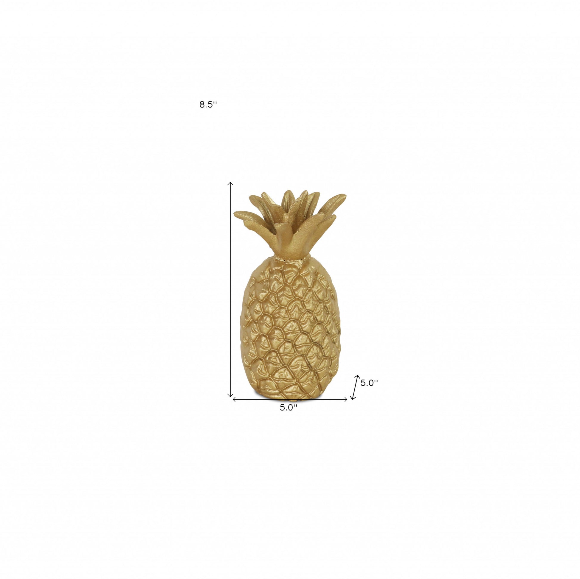 9" Gold Cast Iron Pineapple Hand Painted Sculpture-7