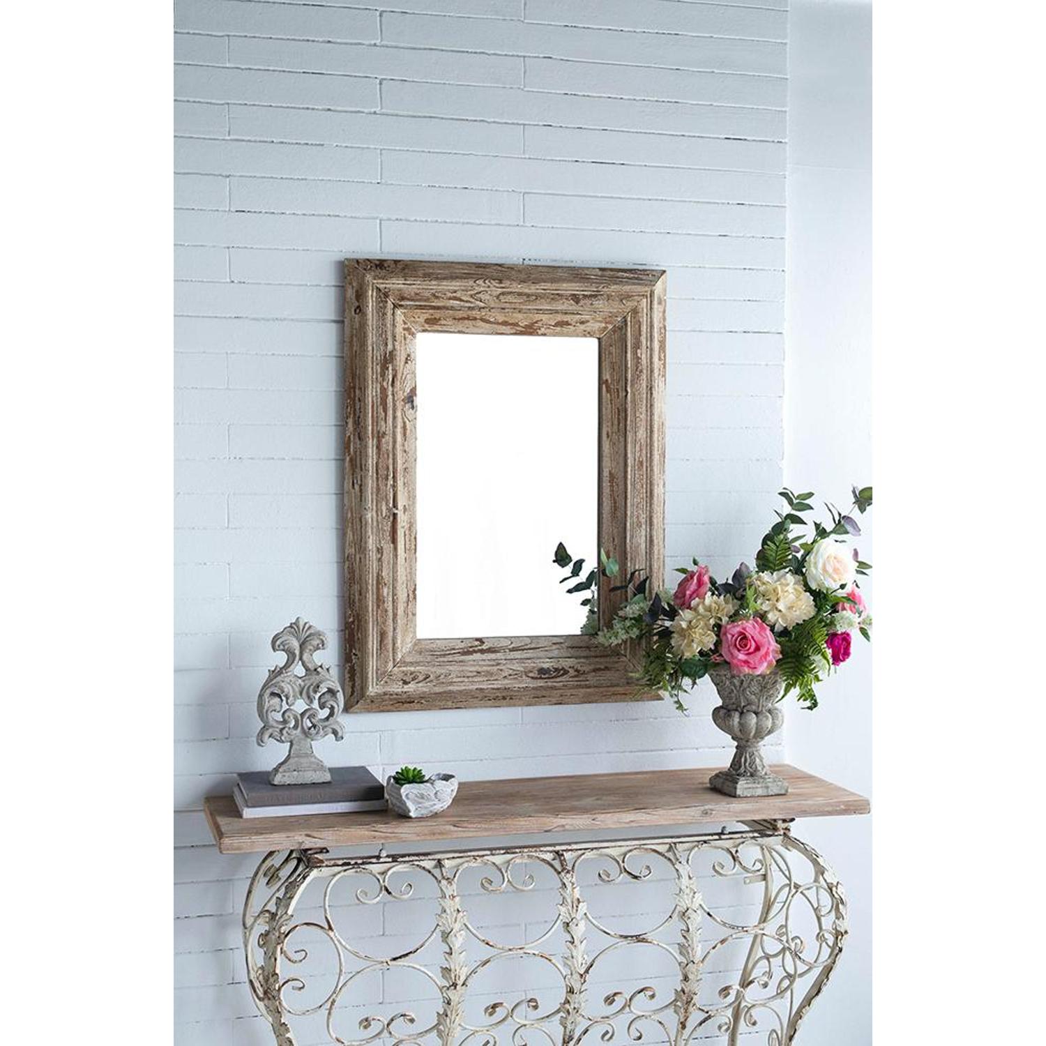 39" Natural Distressed Wood Framed Accent Mirror-7