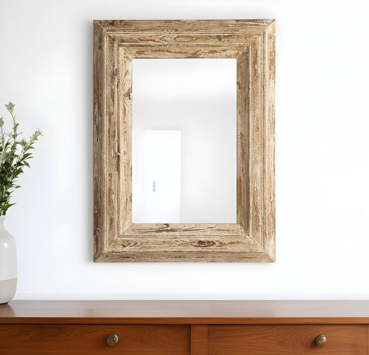 39" Natural Distressed Wood Framed Accent Mirror-0