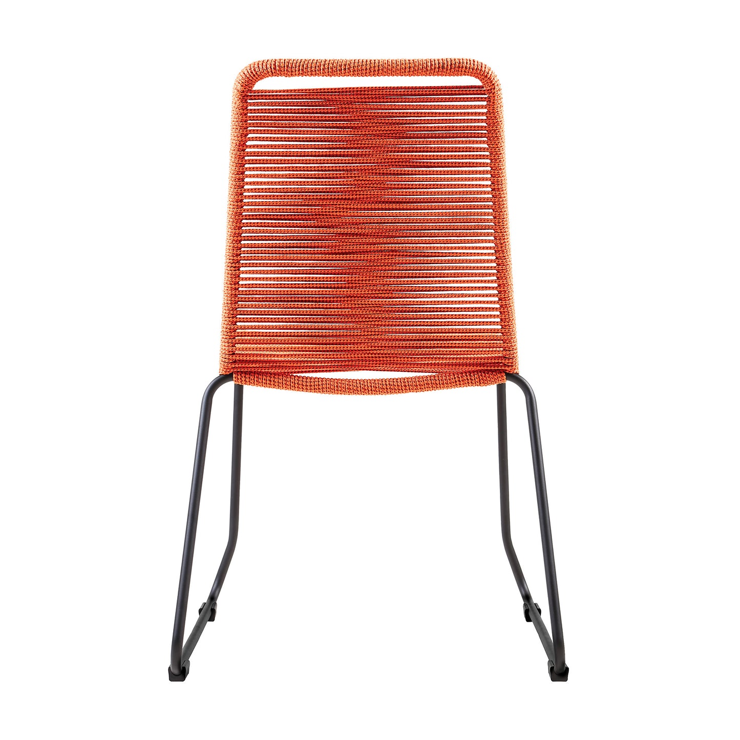 Set of Two 23" Tangerine Metal Outdoor Dining Chair-4
