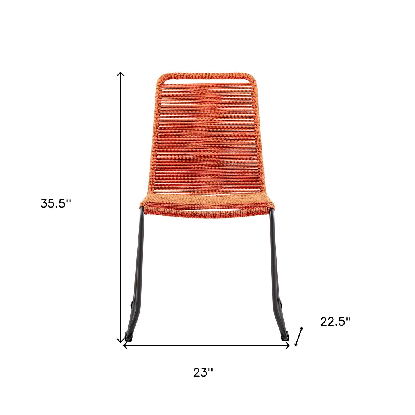 Set of Two 23" Tangerine Metal Outdoor Dining Chair-6