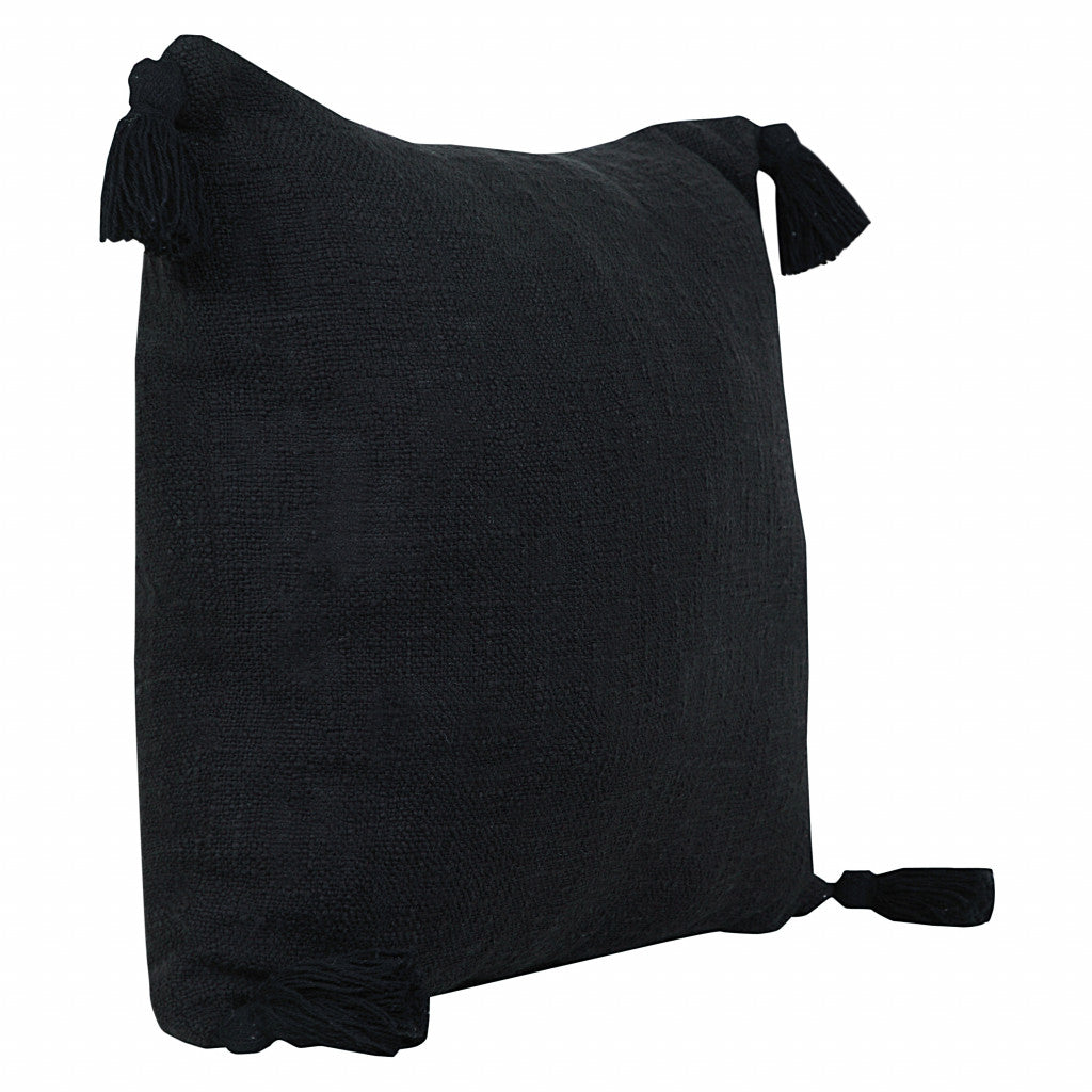 20" X 20" Jet Black 100% Cotton Zippered Pillow-2