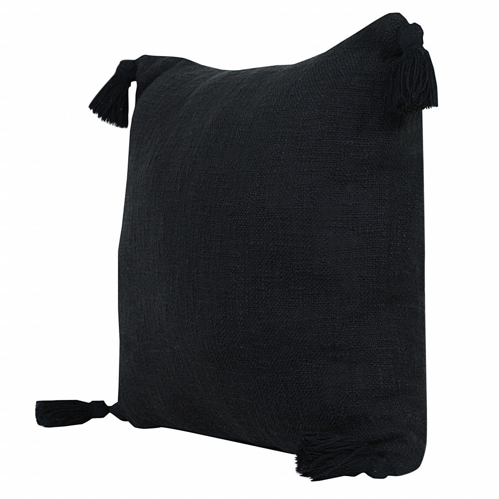 20" X 20" Jet Black 100% Cotton Zippered Pillow-3
