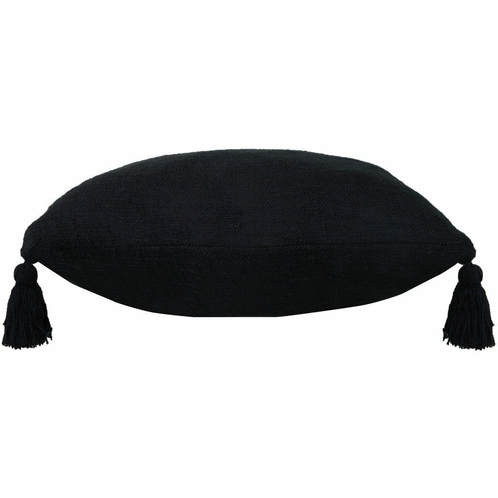 20" X 20" Jet Black 100% Cotton Zippered Pillow-4