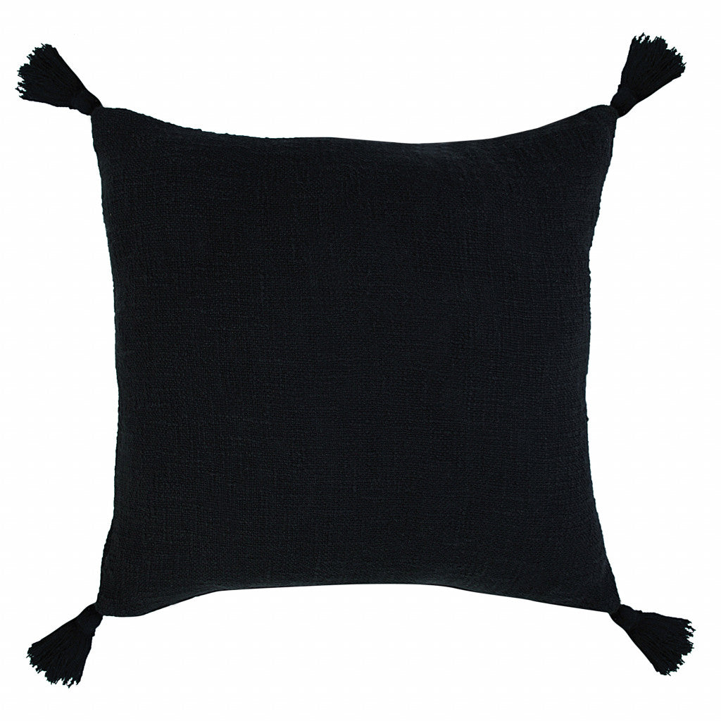20" X 20" Jet Black 100% Cotton Zippered Pillow-5