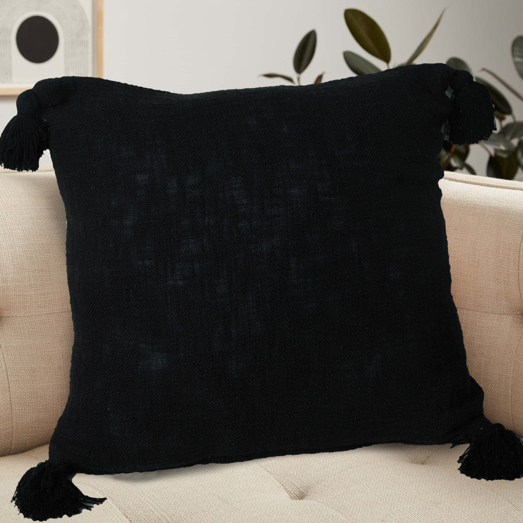 20" X 20" Jet Black 100% Cotton Zippered Pillow-7