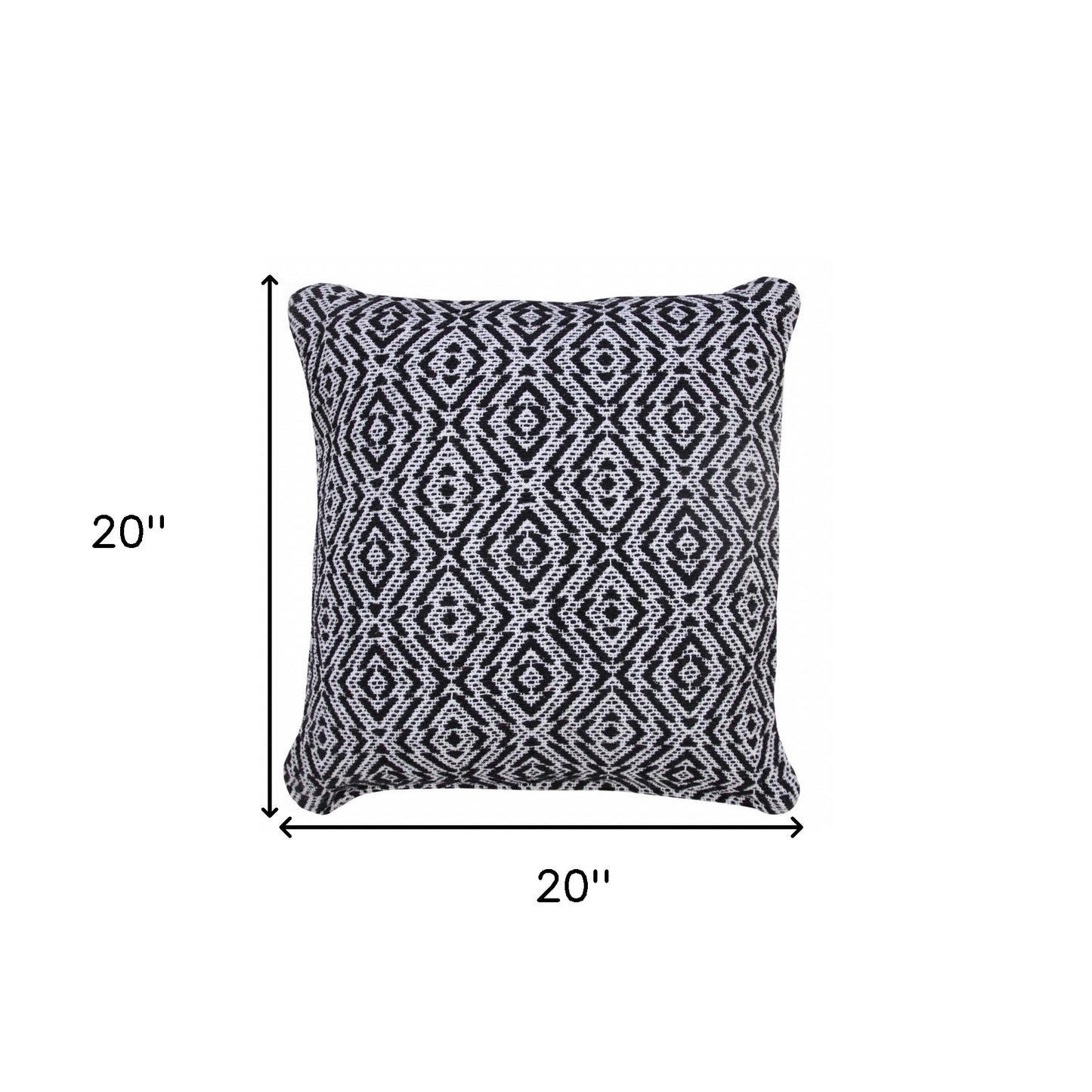 20" X 20" Black And White 100% Cotton Geometric Zippered Pillow-8