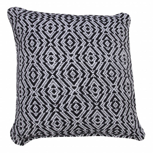 20" X 20" Black And White 100% Cotton Geometric Zippered Pillow-1