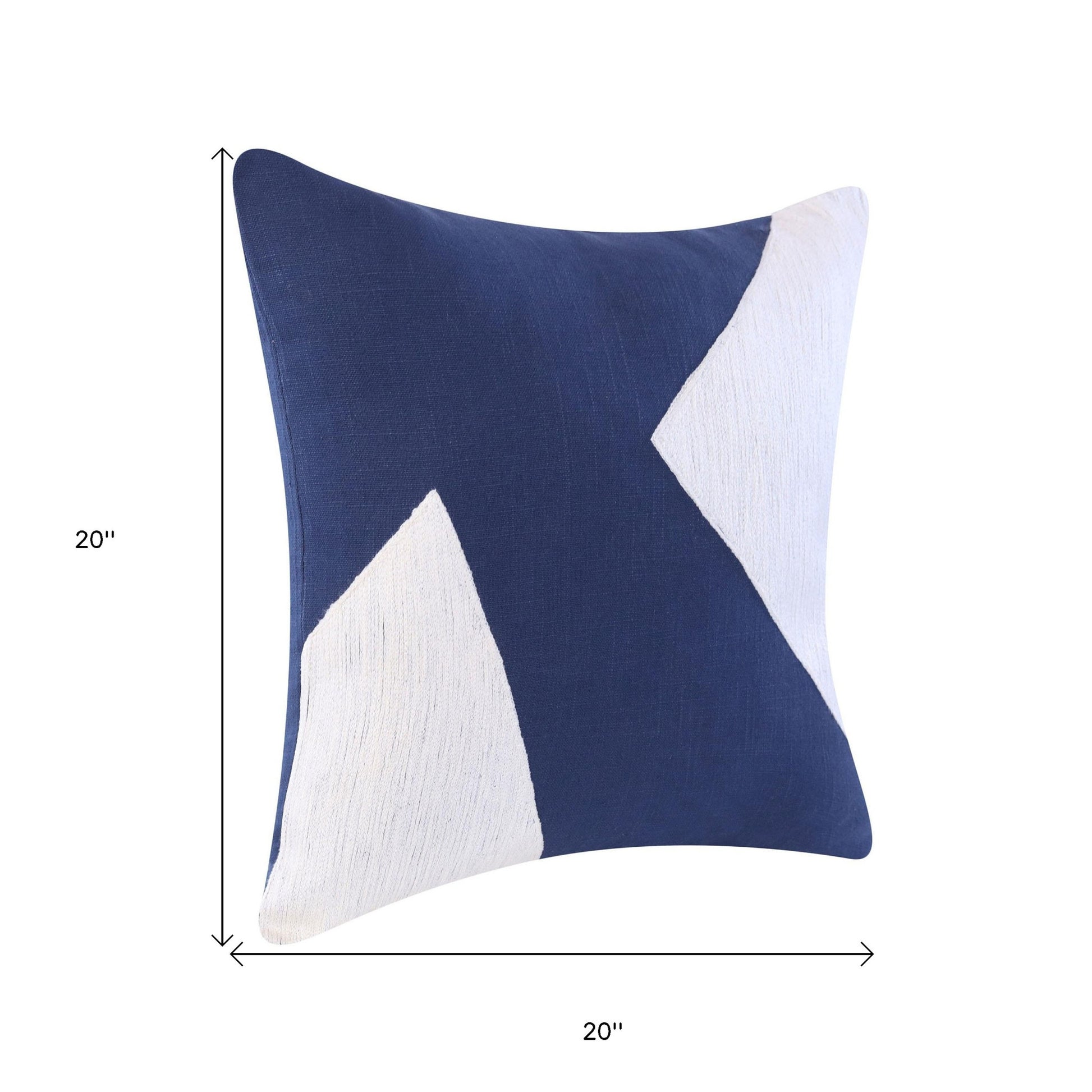 20" Navy Blue And Ivory Cotton Abstract Throw Pillow-8