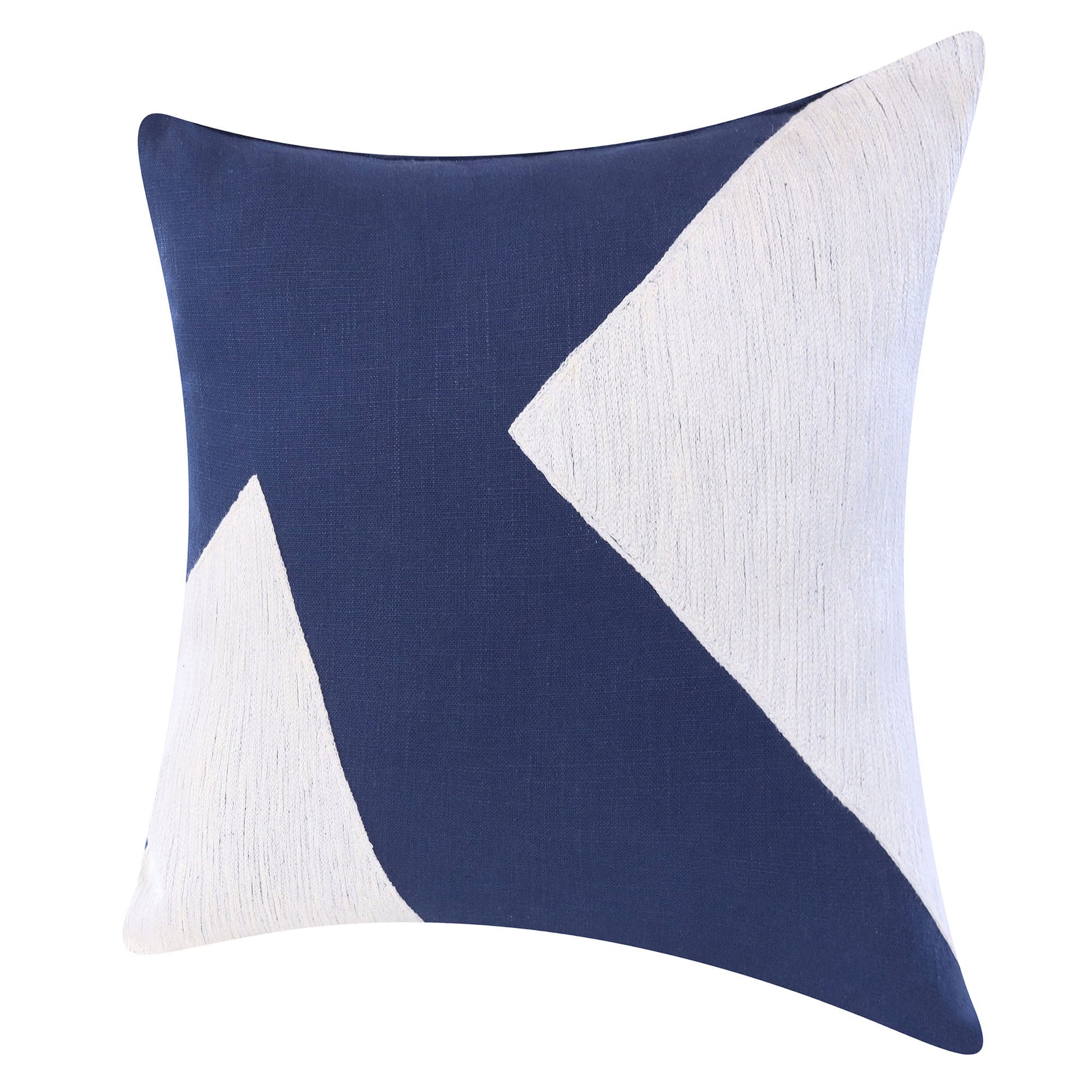 20" Navy Blue And Ivory Cotton Abstract Throw Pillow-4