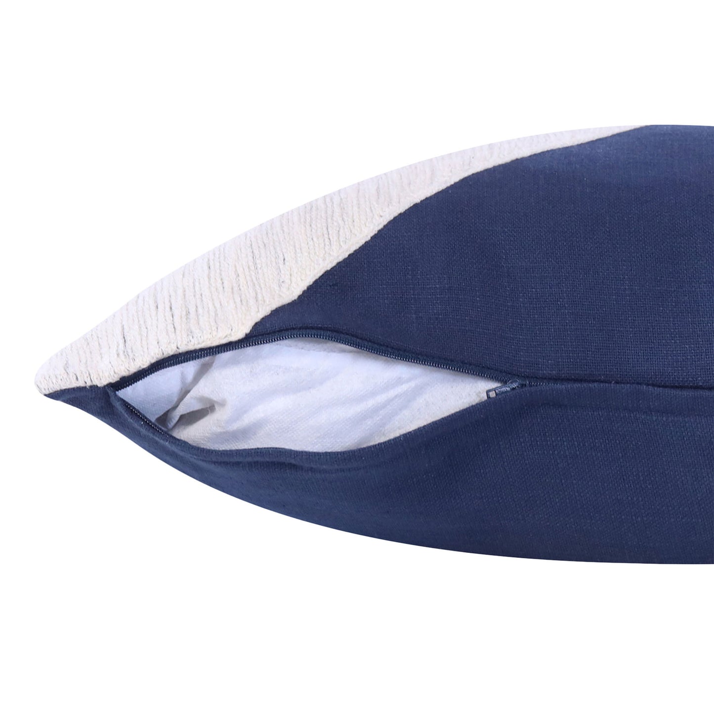 20" Navy Blue And Ivory Cotton Abstract Throw Pillow-2