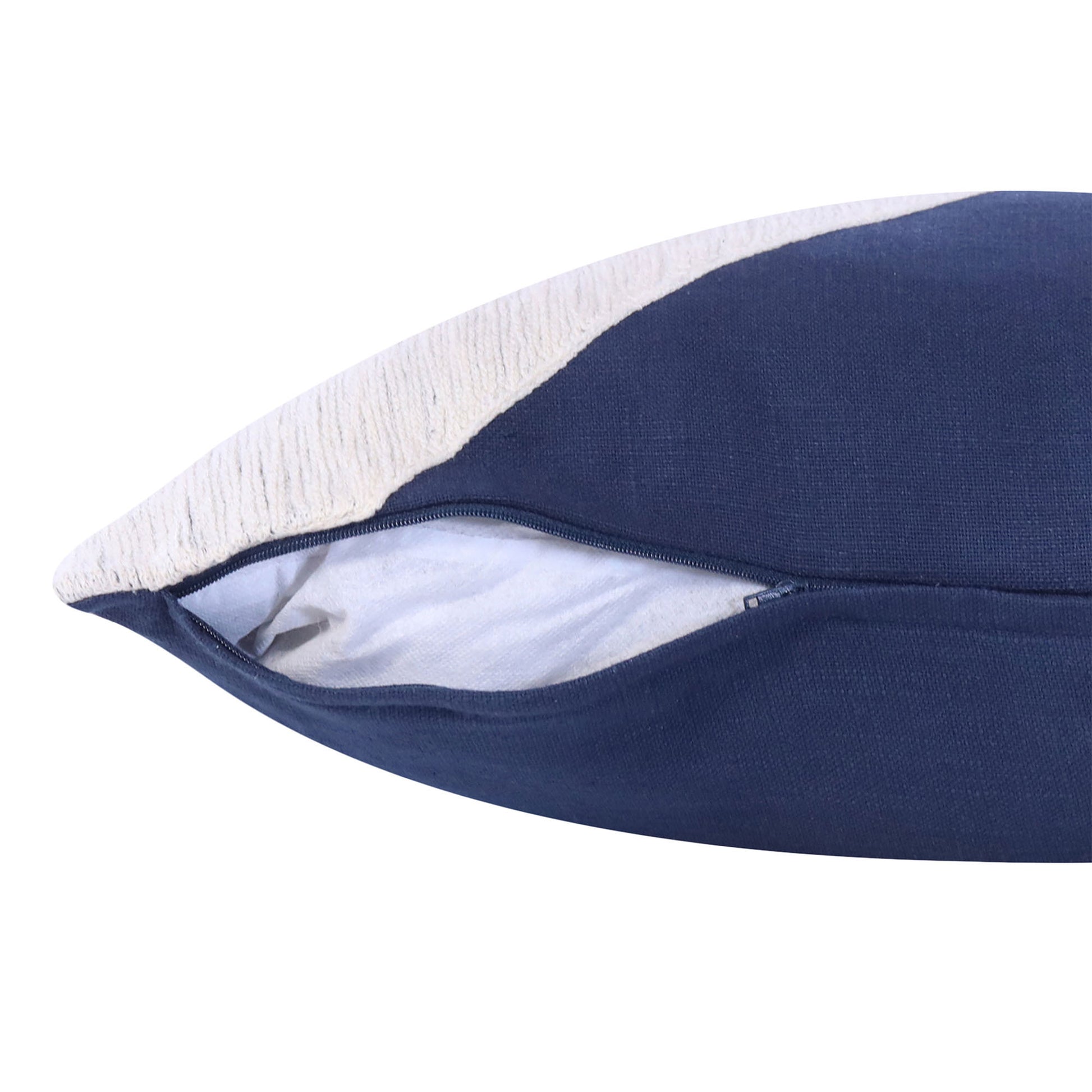 20" Navy Blue And Ivory Cotton Abstract Throw Pillow-2