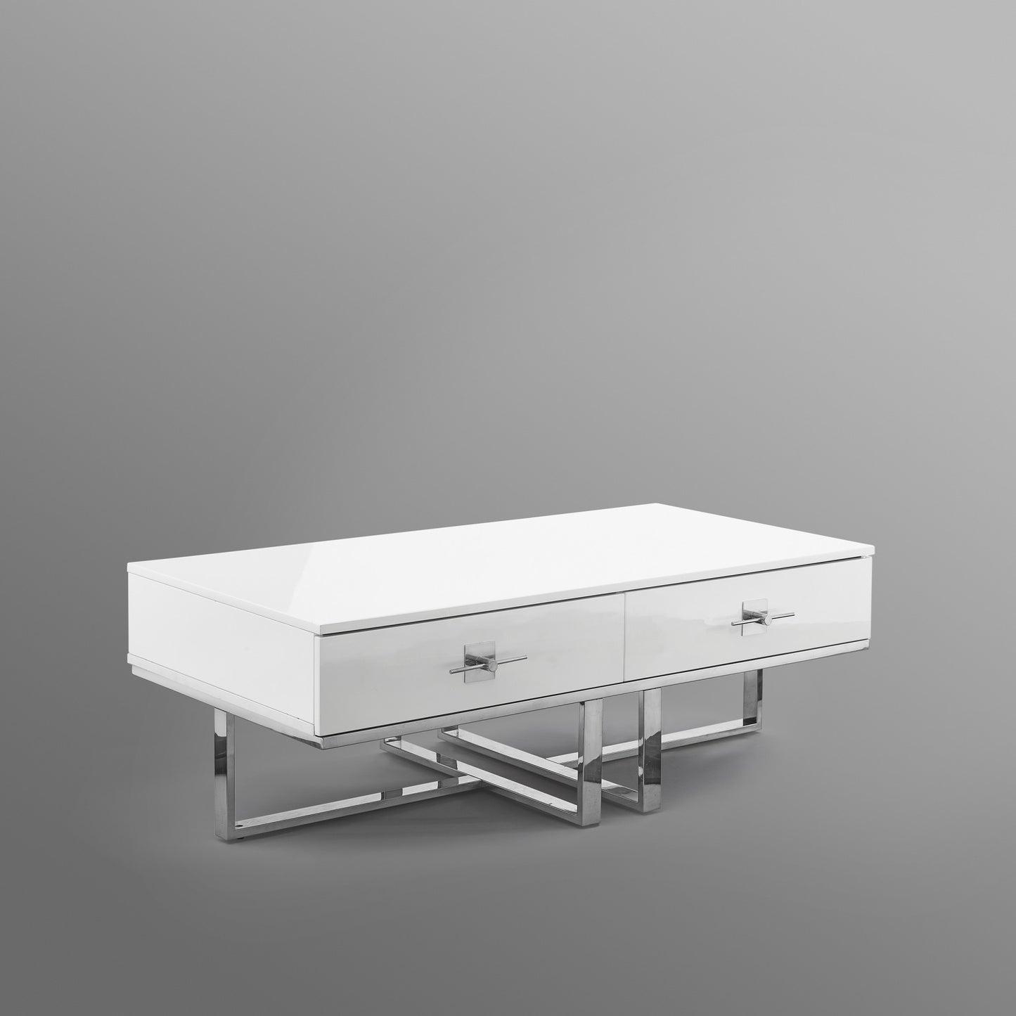 47" White And Silver Metallic Wood And Stainless Steel Coffee Table-7