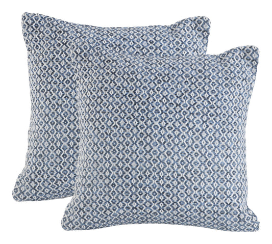 Set of Two Blue Chevron Cotton Throw Pillow-1