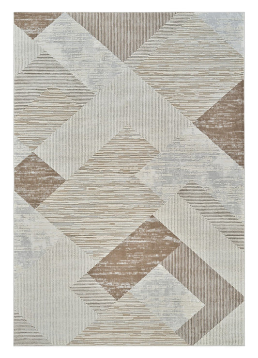 7' X 10' Beige and Brown Abstract Distressed Area Rug-0