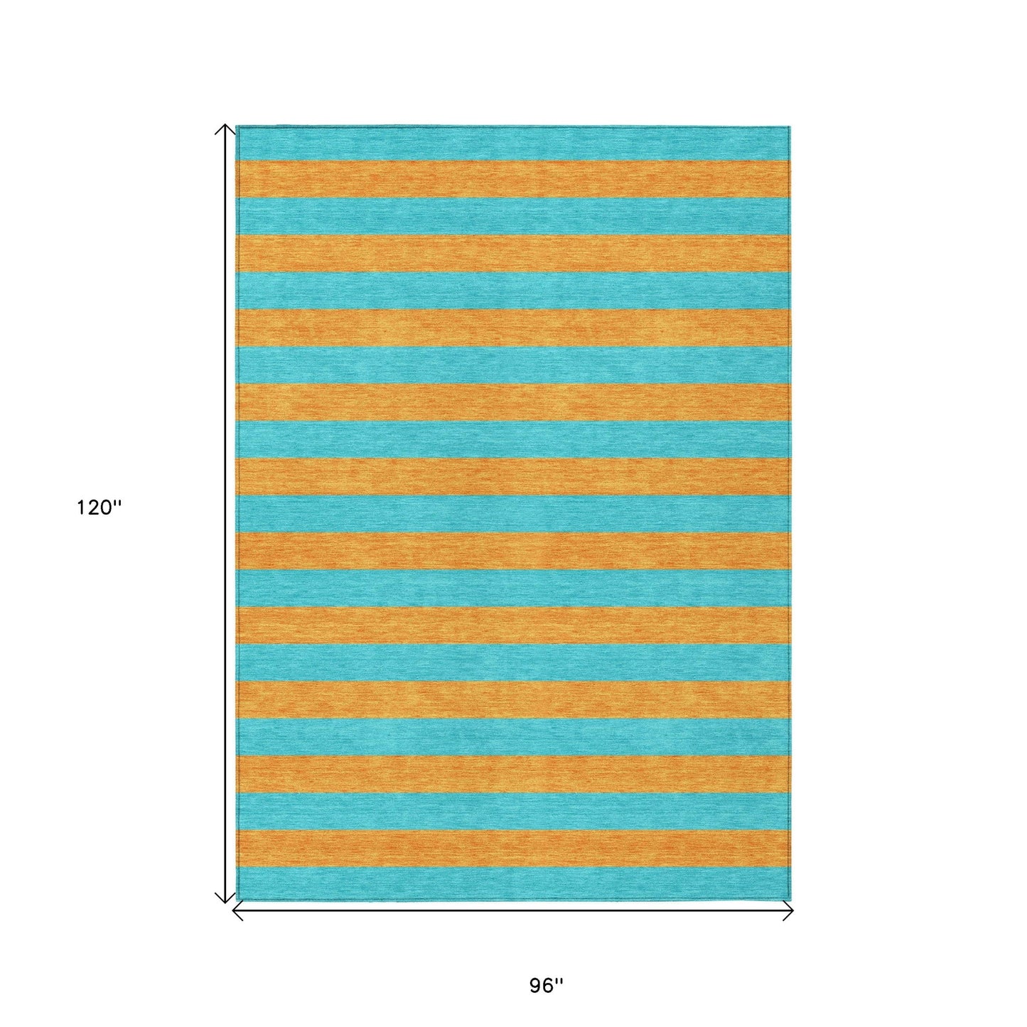 8' X 10' Aqua Striped Washable Non Skid Indoor Outdoor Area Rug-2