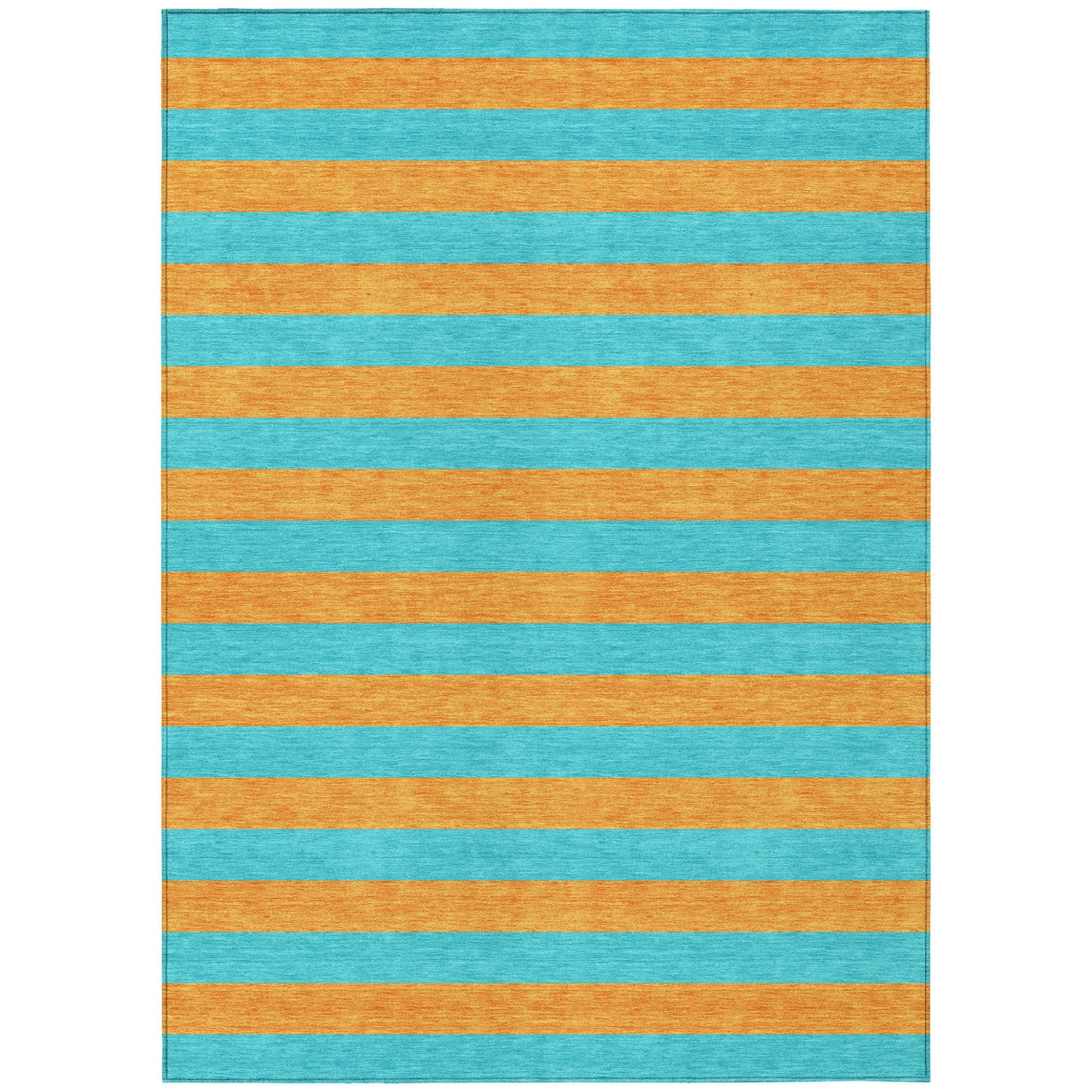8' X 10' Aqua Striped Washable Non Skid Indoor Outdoor Area Rug-1
