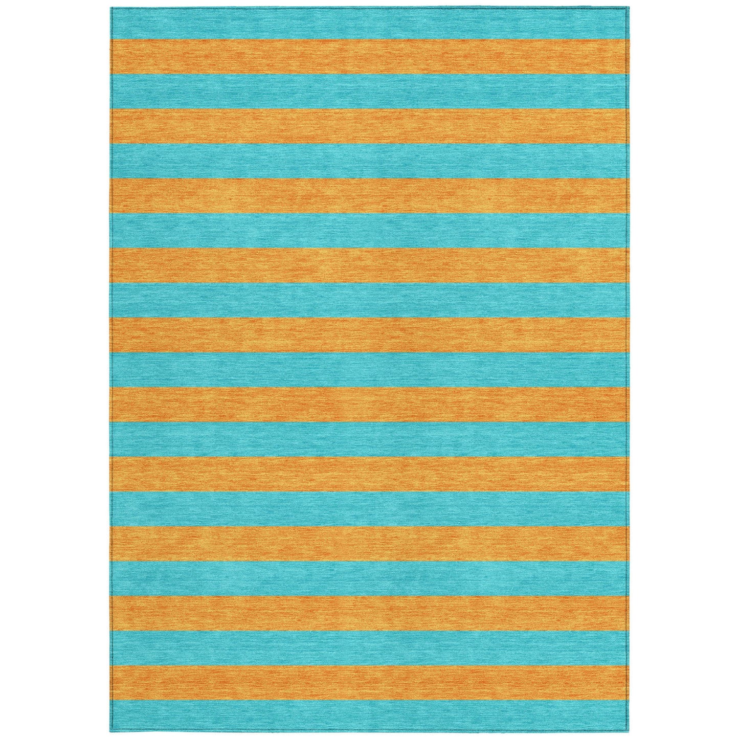 8' X 10' Aqua Striped Washable Non Skid Indoor Outdoor Area Rug-3