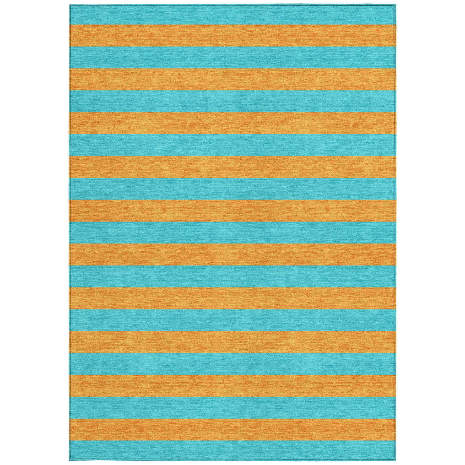 8' X 10' Aqua Striped Washable Non Skid Indoor Outdoor Area Rug-3
