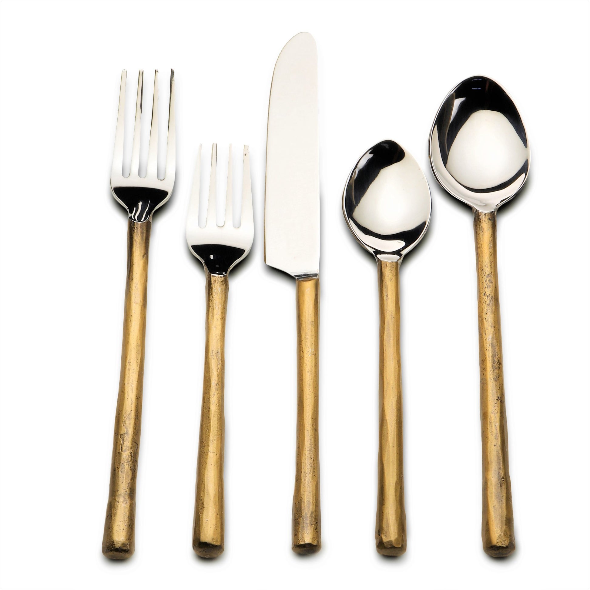 Matte Gold Stainless Steel Twenty Piece Hand Forged Flatware Set-3