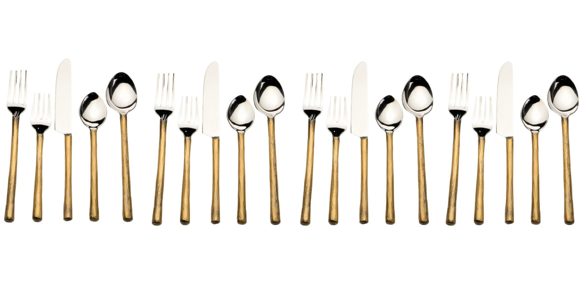 Matte Gold Stainless Steel Twenty Piece Hand Forged Flatware Set-2