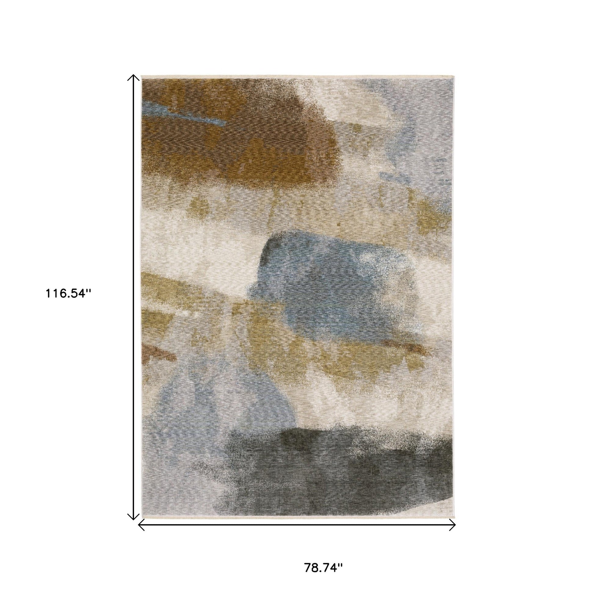 7' X 10' Beige And Rust Abstract Distressed Area Rug With Fringe-2
