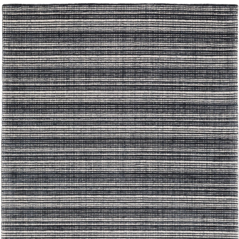 8' X 10' Black And Ivory Striped Hand Tufted Area Rug-5