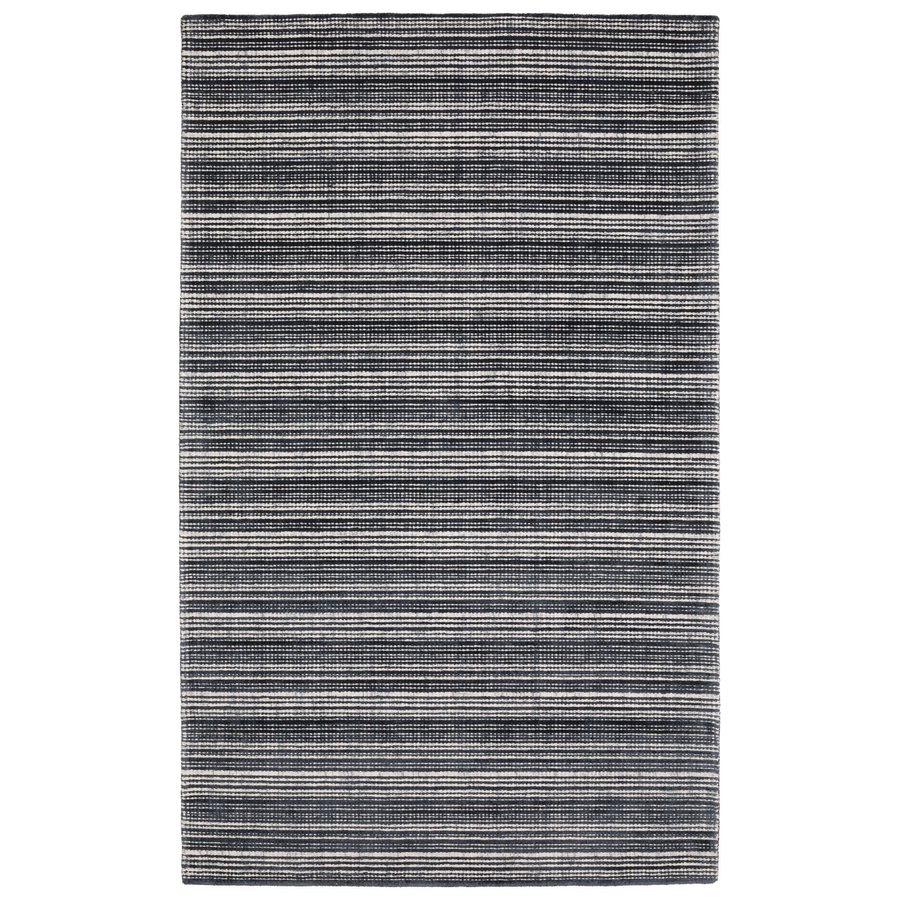 8' X 10' Black And Ivory Striped Hand Tufted Area Rug-1