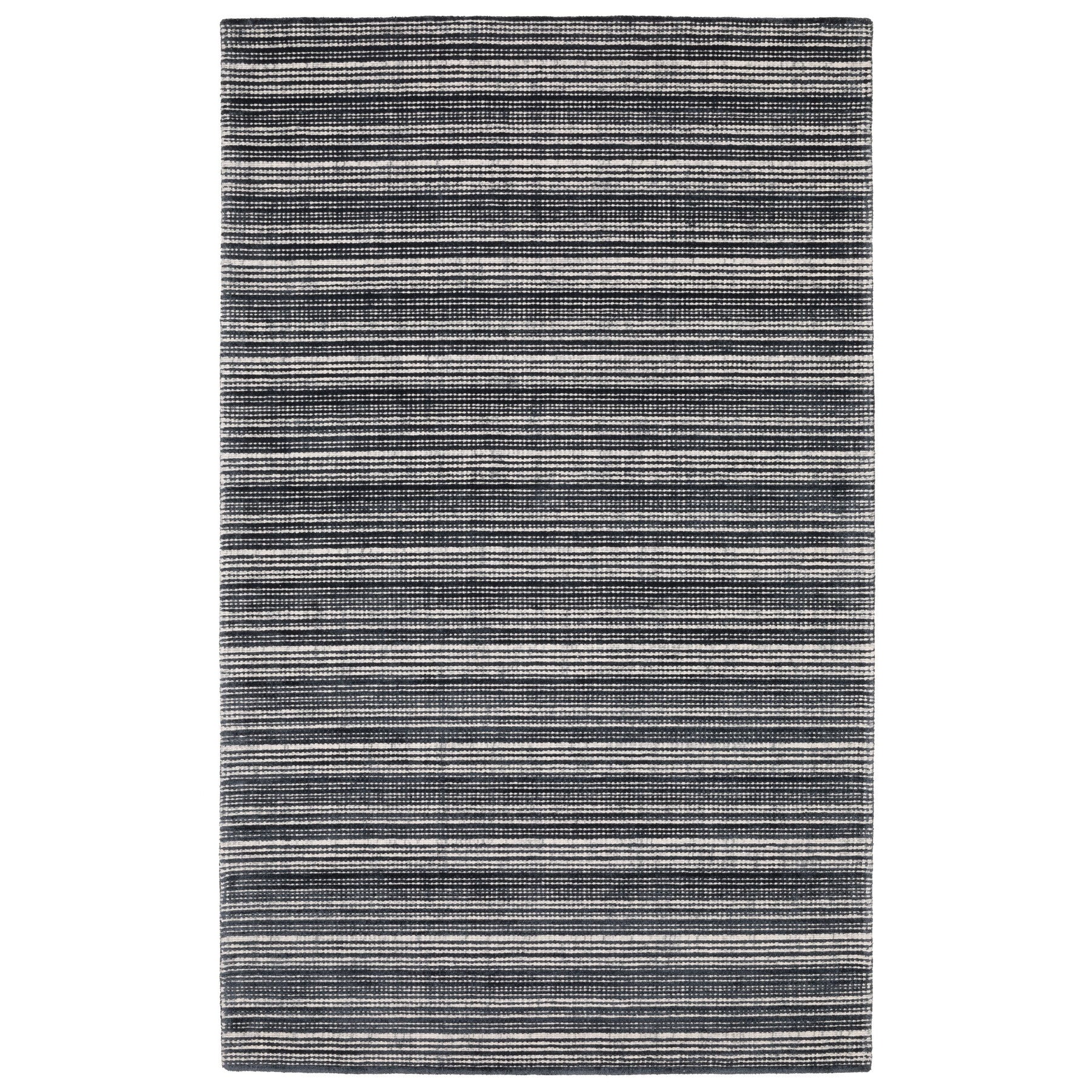 8' X 10' Black And Ivory Striped Hand Tufted Area Rug-3