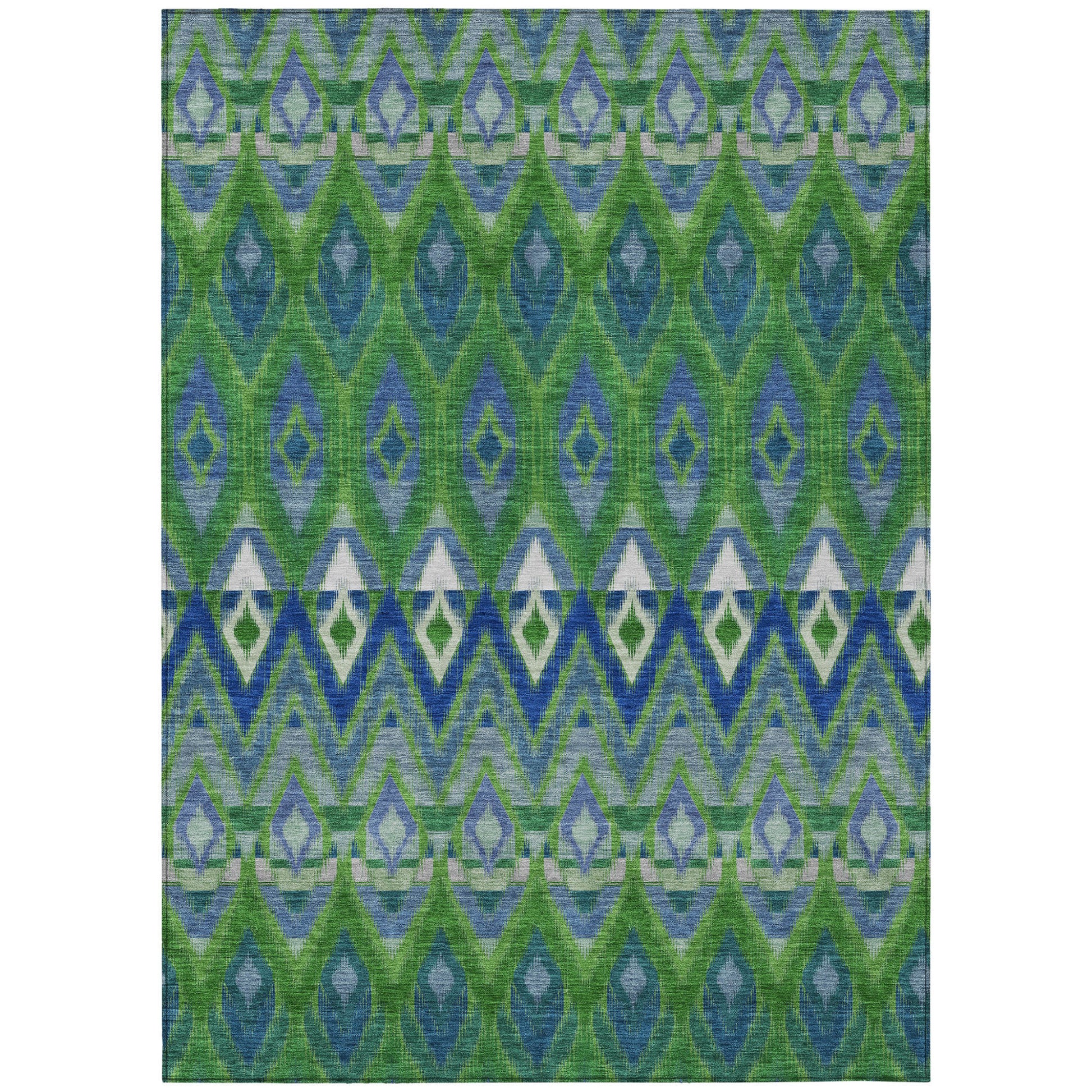 8' X 10' Green And Blue Southwestern Washable Indoor Outdoor Area Rug-1