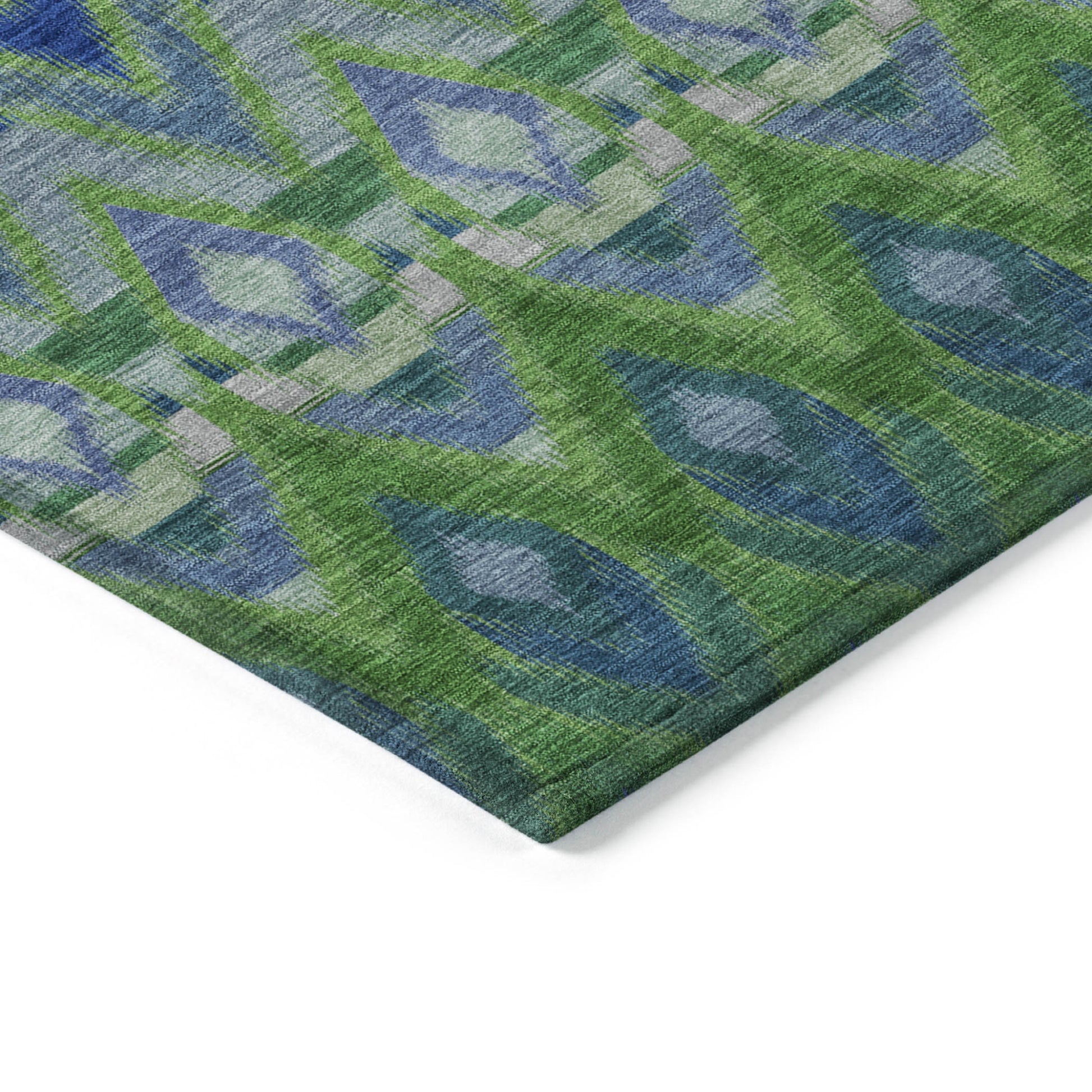 8' X 10' Green And Blue Southwestern Washable Indoor Outdoor Area Rug-3