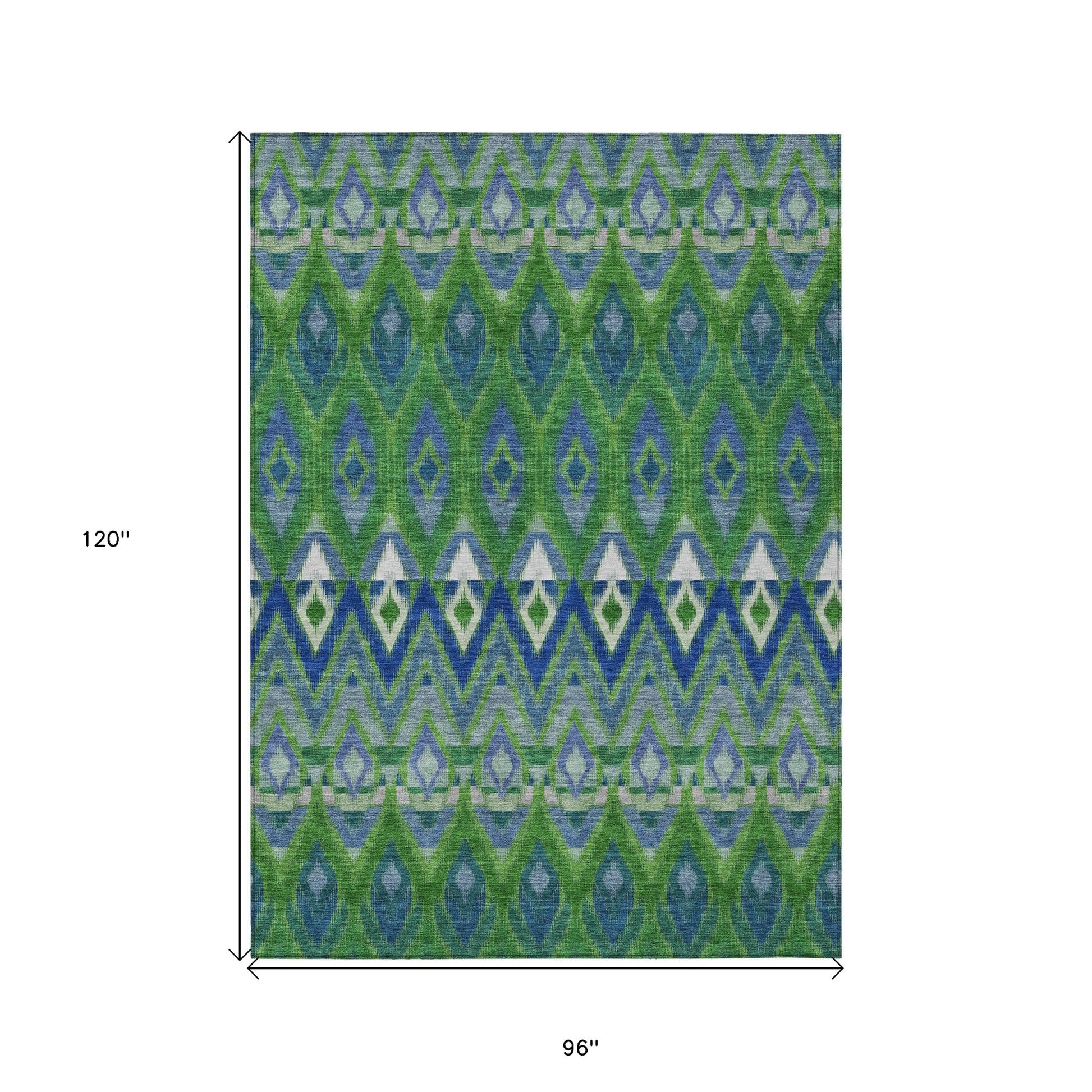 8' X 10' Green And Blue Southwestern Washable Indoor Outdoor Area Rug-2