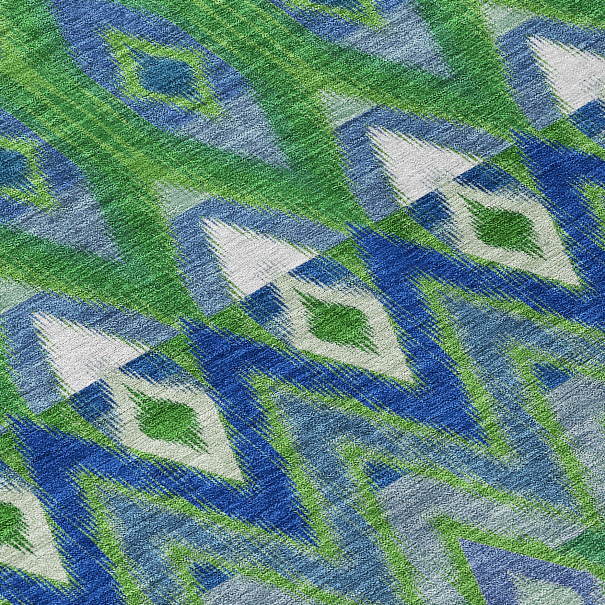 8' X 10' Green And Blue Southwestern Washable Indoor Outdoor Area Rug-4