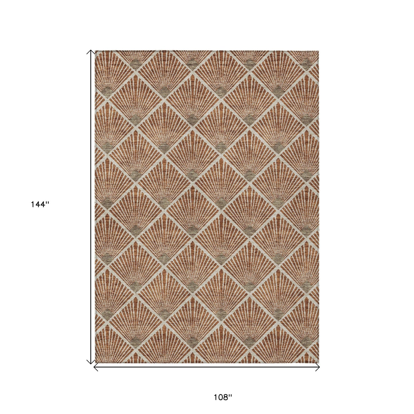 9' X 12' Brown Copper And Beige Geometric Washable Indoor Outdoor Area Rug-2