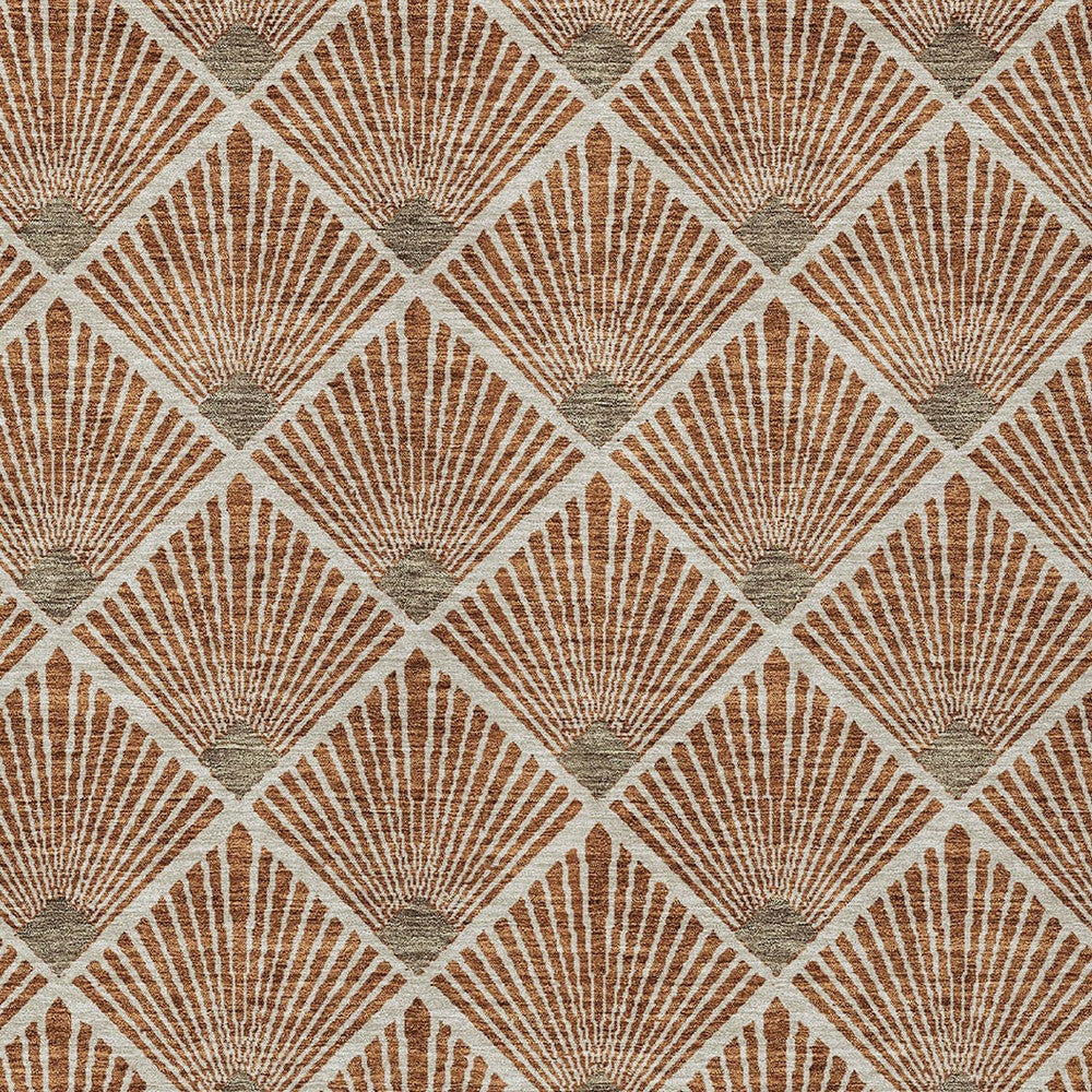 9' X 12' Brown Copper And Beige Geometric Washable Indoor Outdoor Area Rug-4