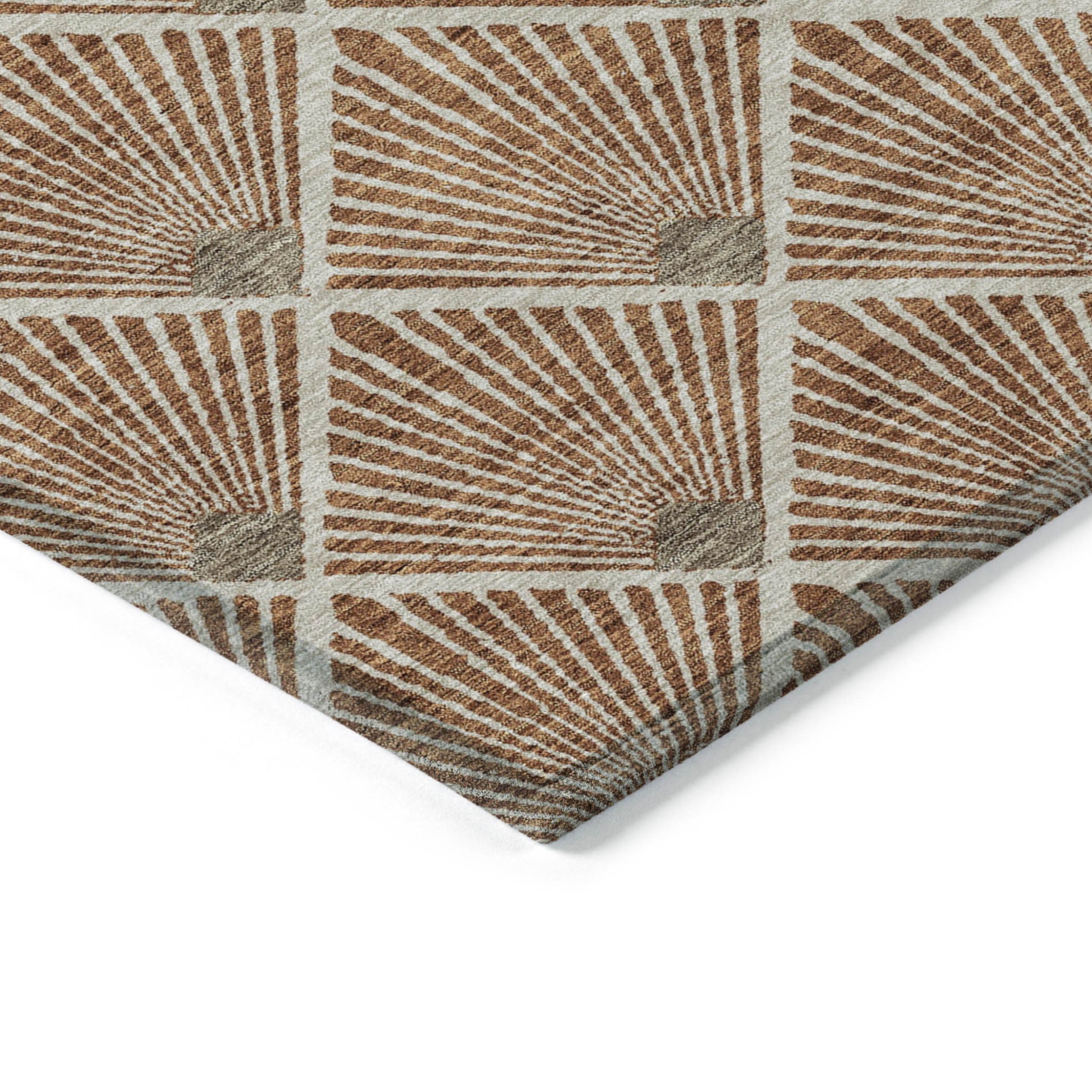 9' X 12' Brown Copper And Beige Geometric Washable Indoor Outdoor Area Rug-3