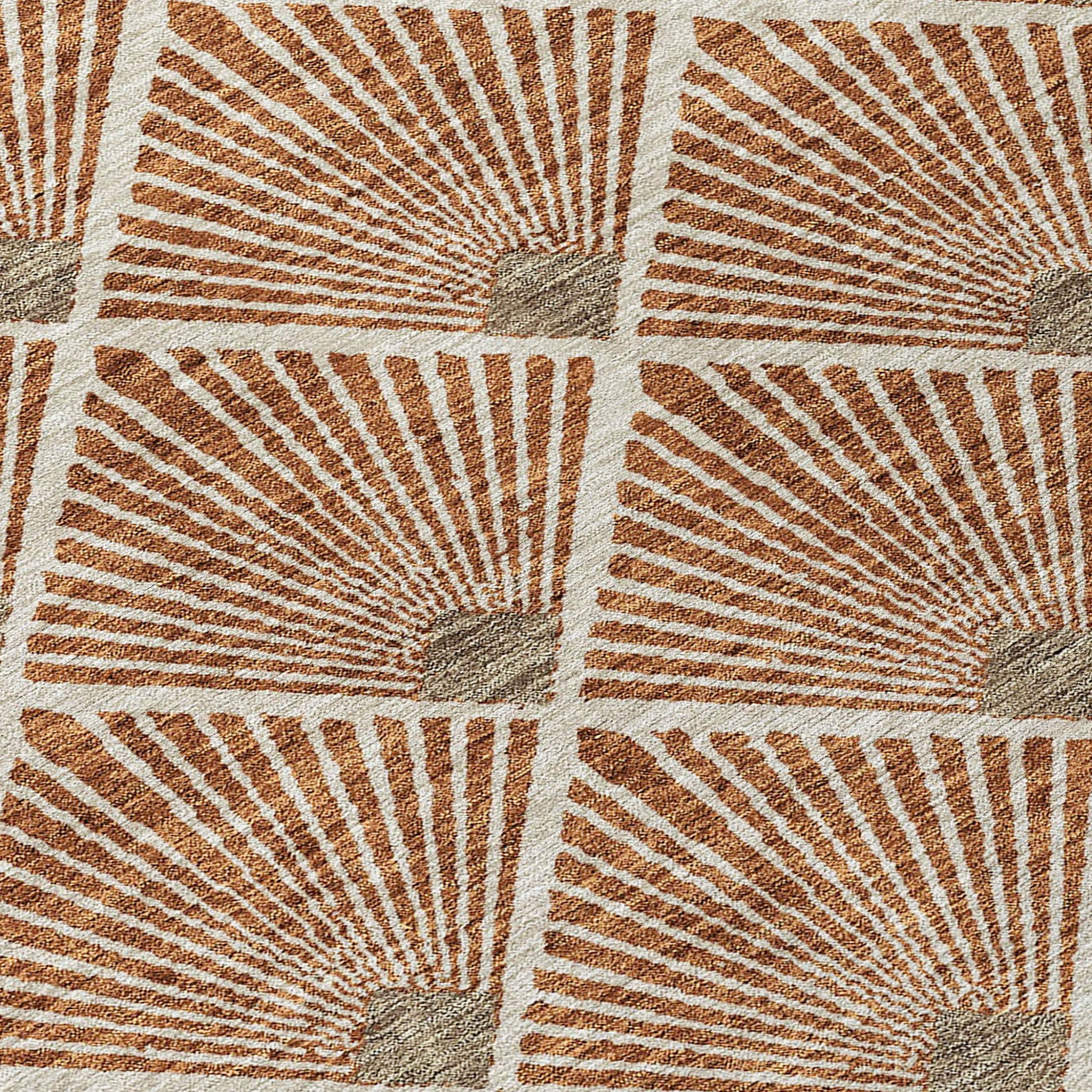 9' X 12' Brown Copper And Beige Geometric Washable Indoor Outdoor Area Rug-5