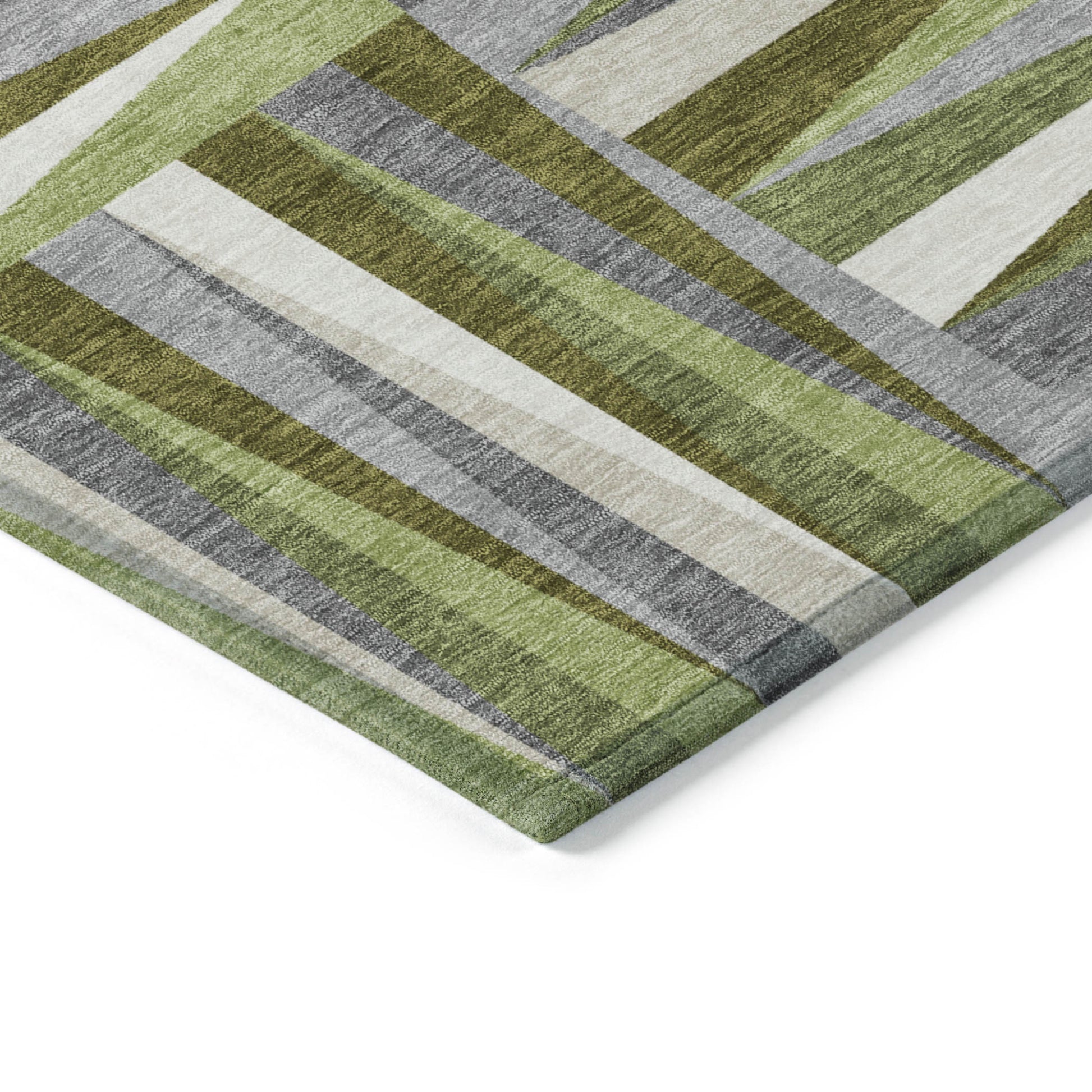 5' X 8' Green Gray And Ivory Geometric Washable Indoor Outdoor Area Rug-3