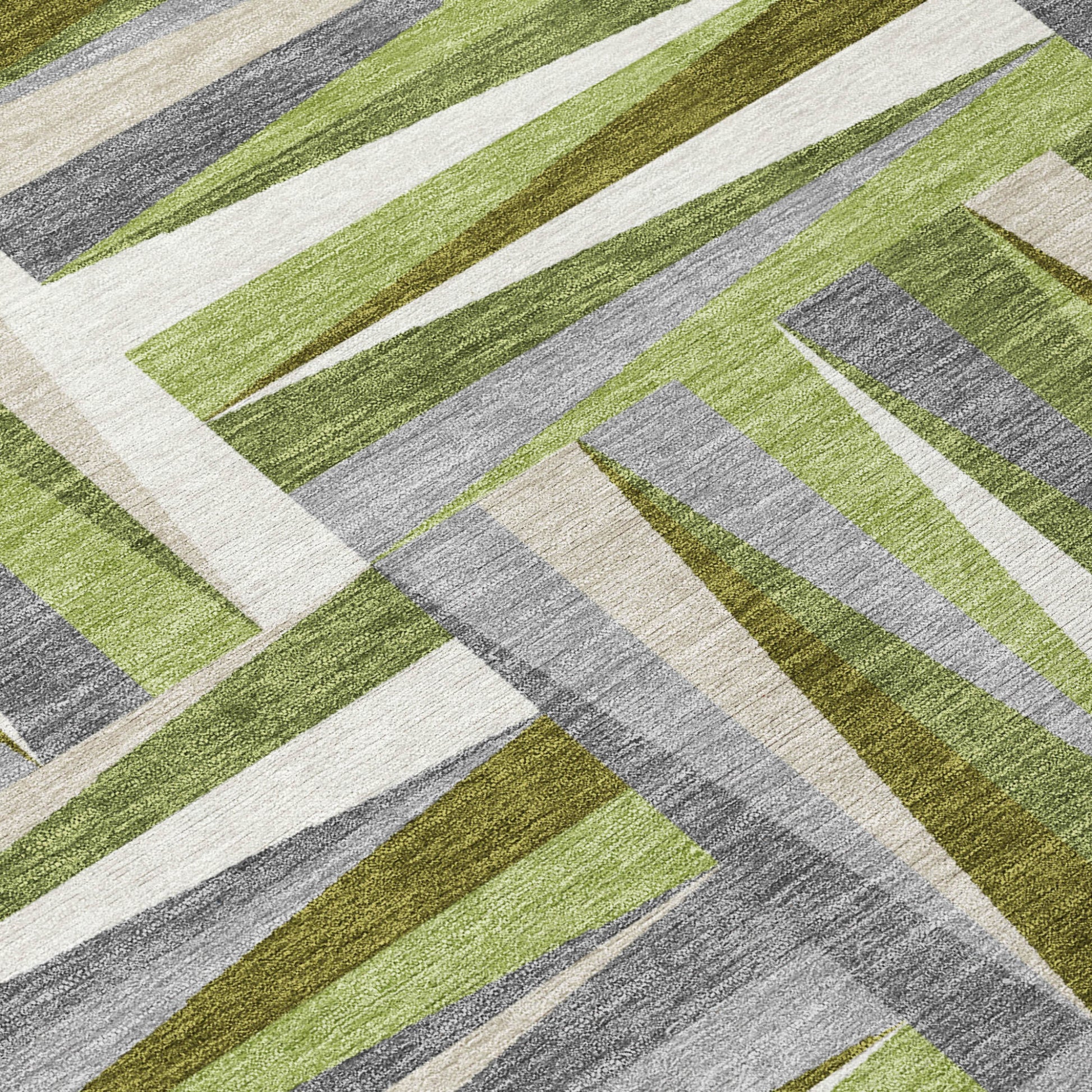 5' X 8' Green Gray And Ivory Geometric Washable Indoor Outdoor Area Rug-4