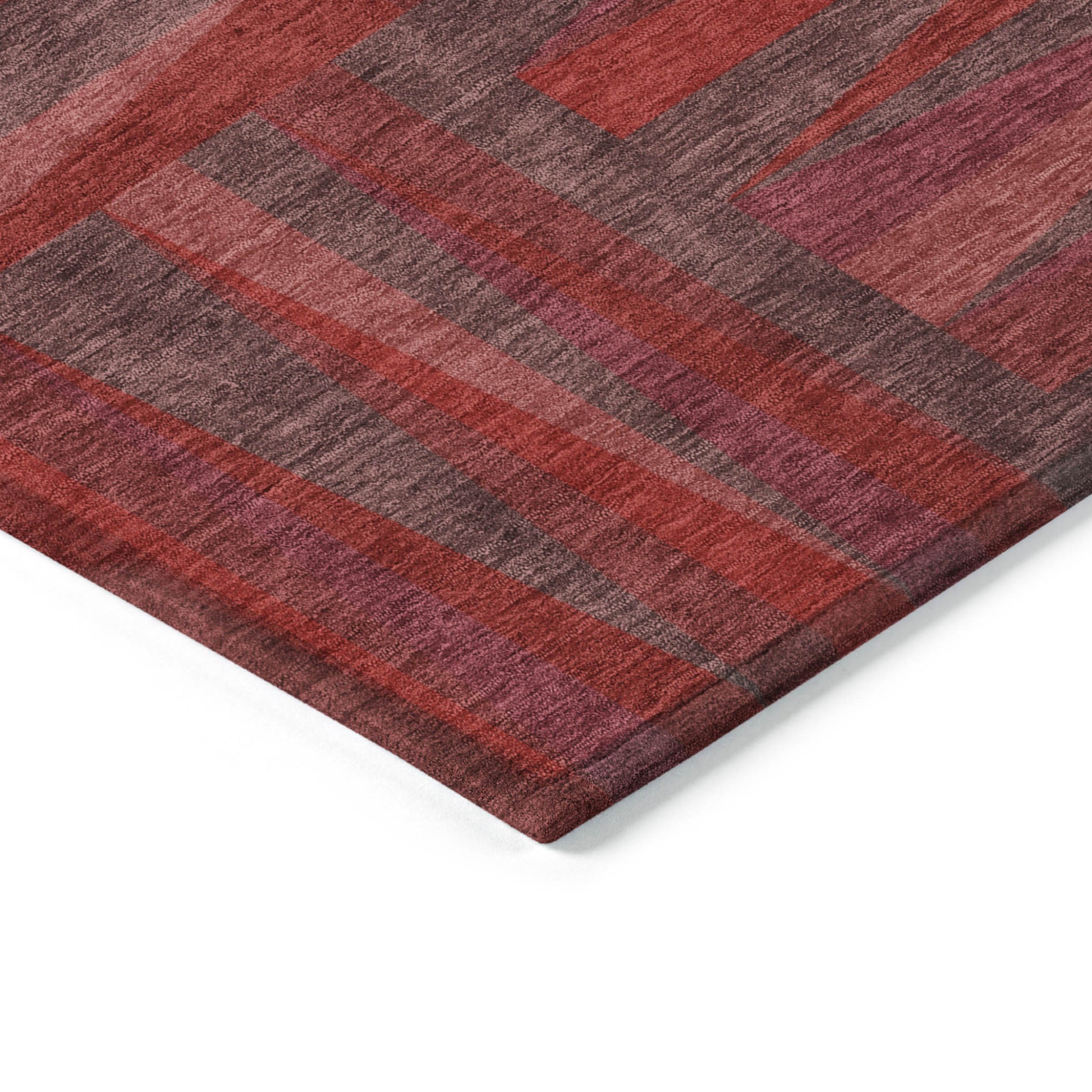 8' X 10' Red And Brown Geometric Washable Indoor Outdoor Area Rug-3