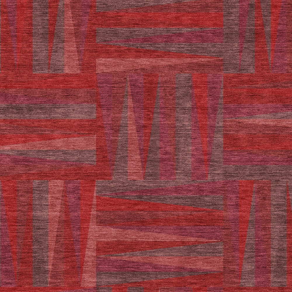 8' X 10' Red And Brown Geometric Washable Indoor Outdoor Area Rug-4