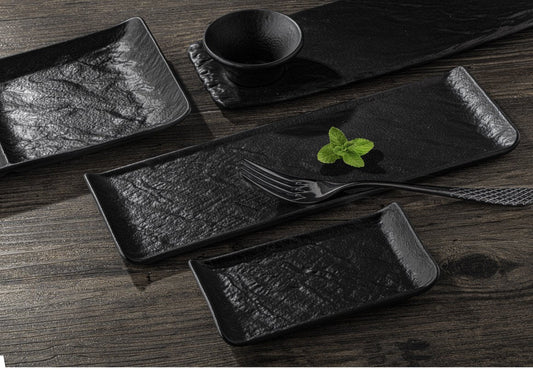 Black Porcelain Slate look Rectangular Dish 6" inch X 3" inch-1