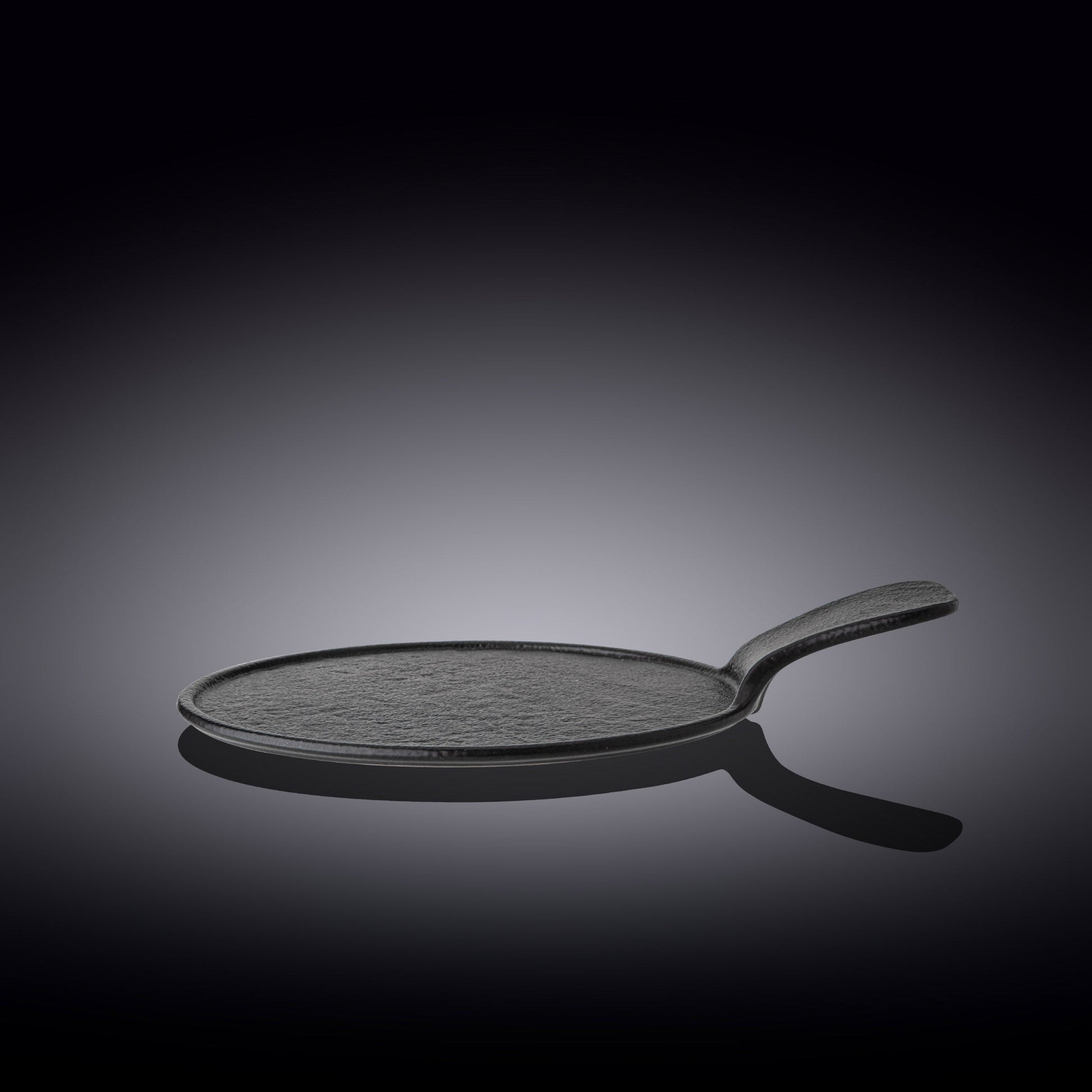 Black Porcelain Slate look Round Serving Dish With Handle 12" inch X 8.5" inch |-1