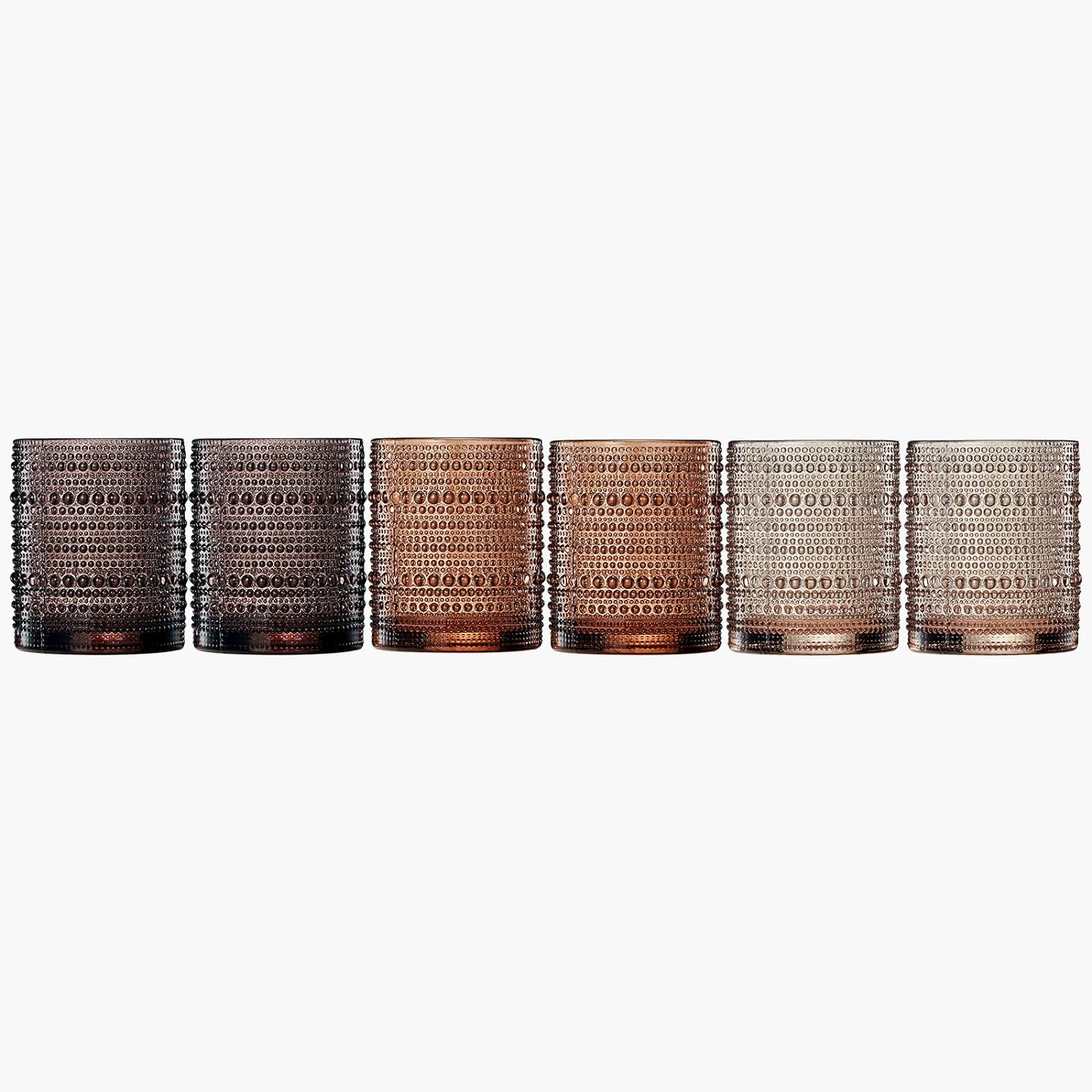Hobnail Drinking Glasses, Venus Colors Beaded Tumbler Drinking Glasses Set | Set of 6-1