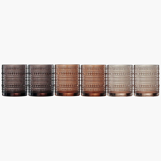 Hobnail Drinking Glasses, Venus Colors Beaded Tumbler Drinking Glasses Set | Set of 6-1
