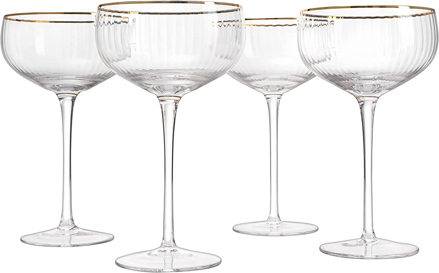 Coupe Cocktail Glasses 7 oz, Set of 4 Classic Manhattan Glasses For Cocktails, Libbey Champagne Coupe, Classic Coupe Glasses with Gold Rim, Crystal with Stems Wine Savant-4